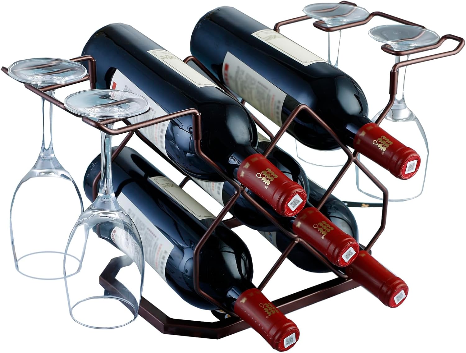 XUCHUAN 5-Bottle Copper Wine Racks Countertop Holder