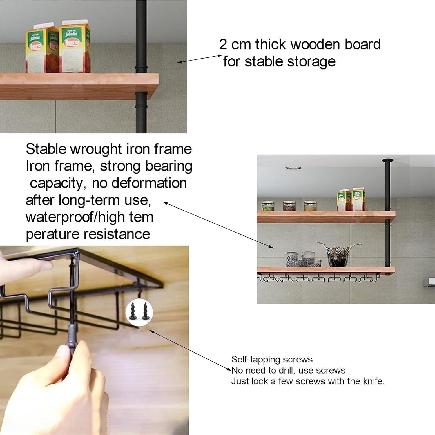 KOHARA Wall-Mounted Wine Rack with Floating Shelves 1