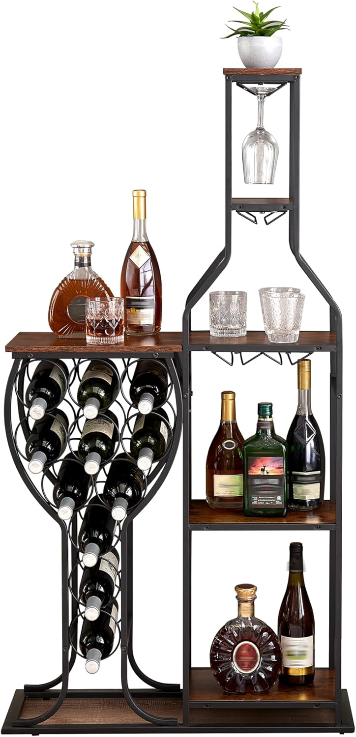 Beleda 5 Tier Freestanding Wine Rack with Hanging Holder