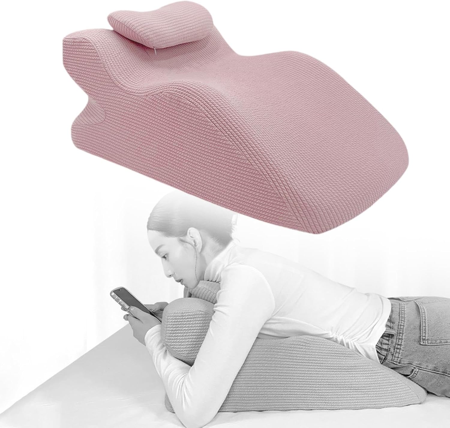 IEUDNS Face Down Pillow with Neck Support Wedge Pillow Washable Cover Pink