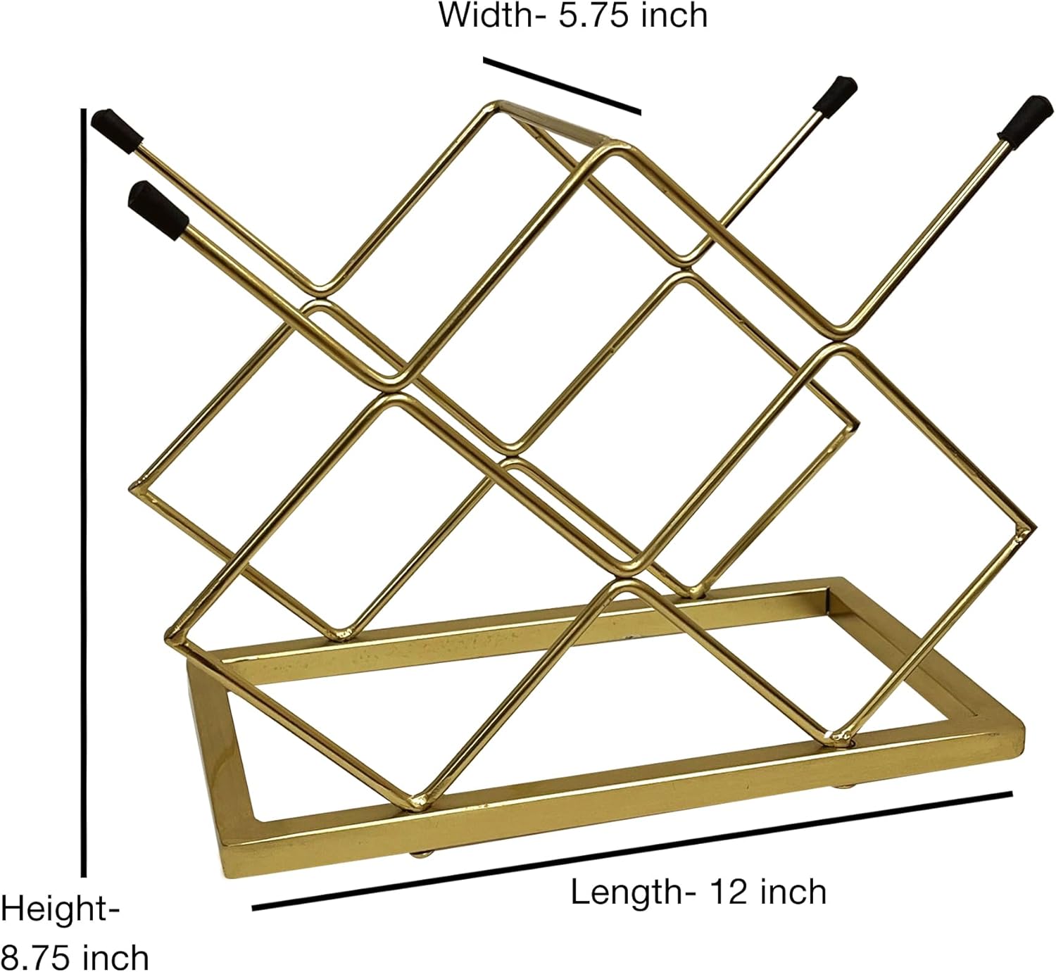 Nu Steel 5 Bottles Tabletop Wine Holder with Gold Finish