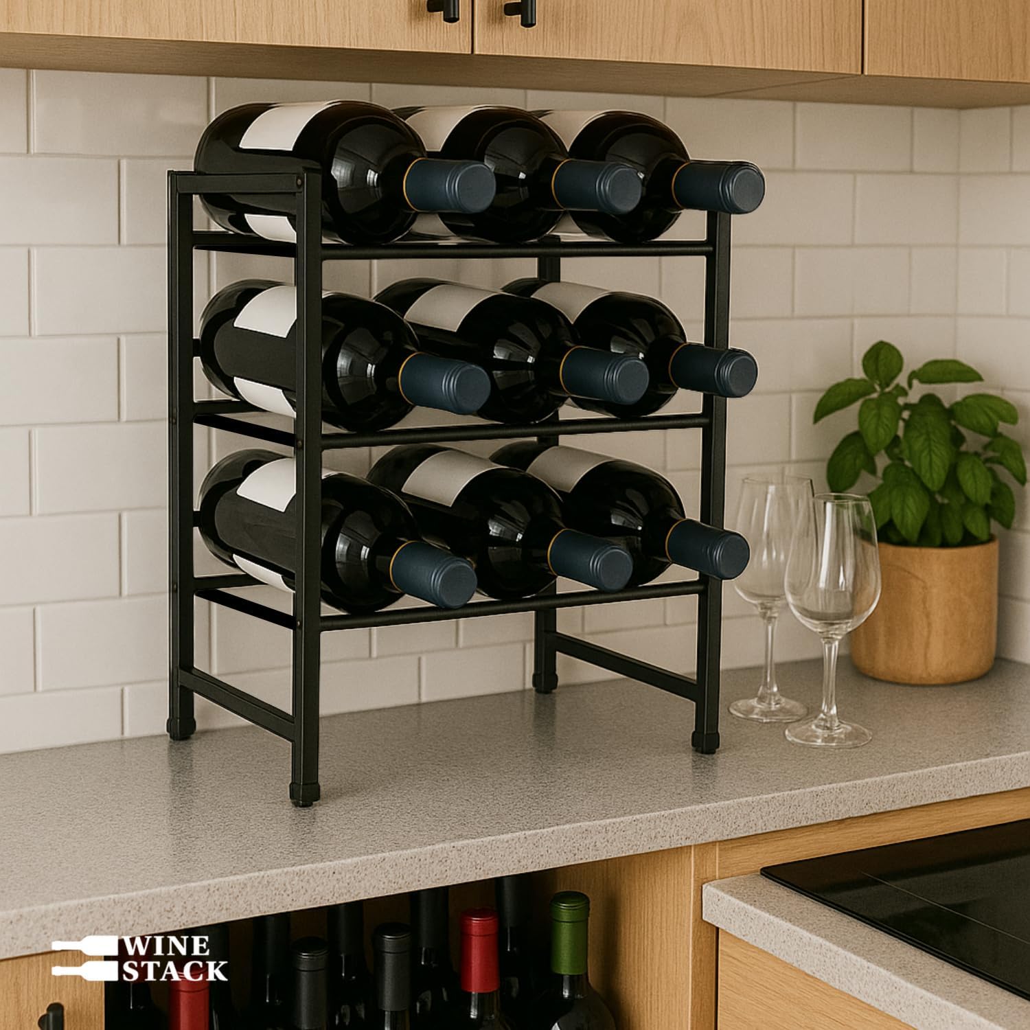 Modern Metal Countertop Wine Rack 1