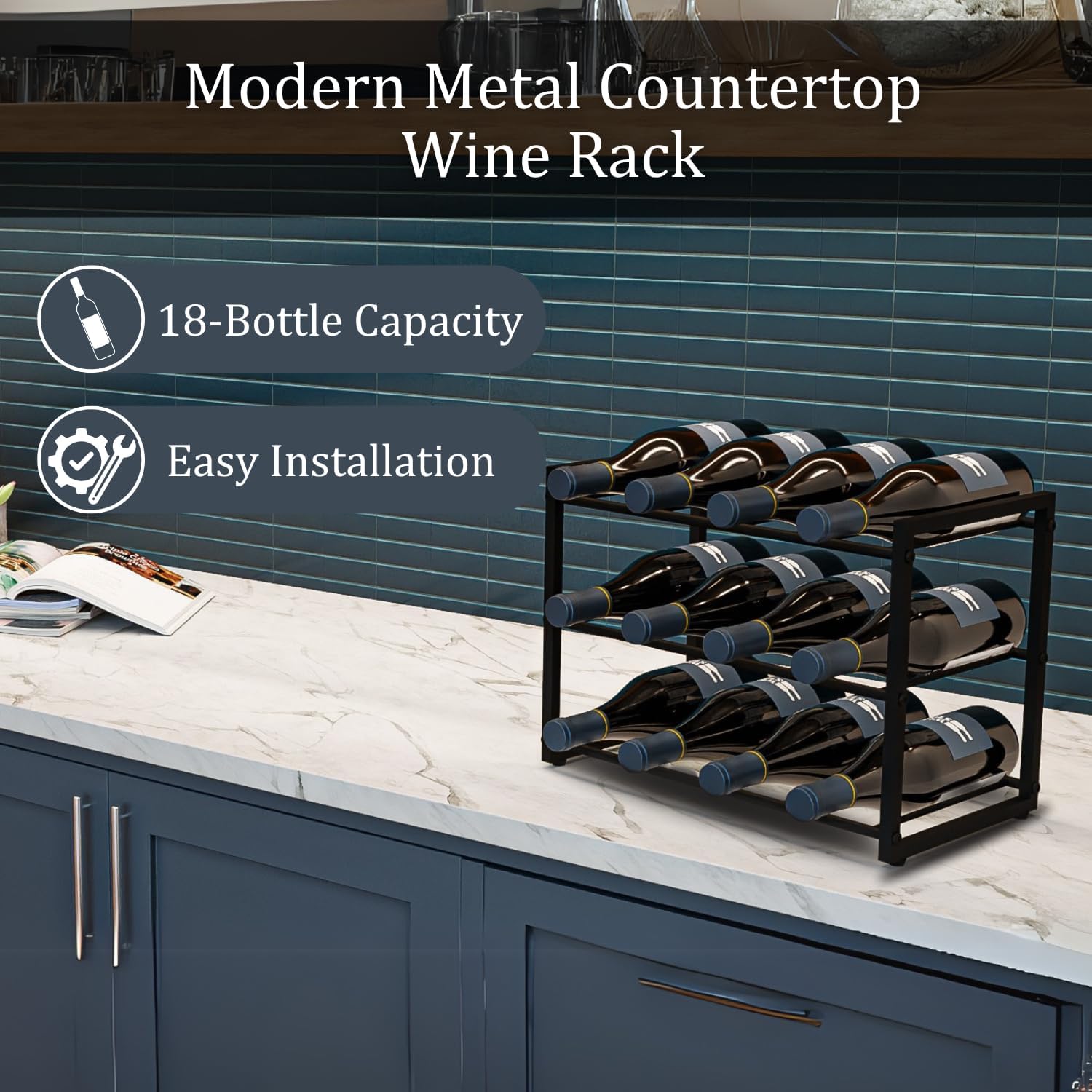 Modern Metal Countertop Wine Rack 1