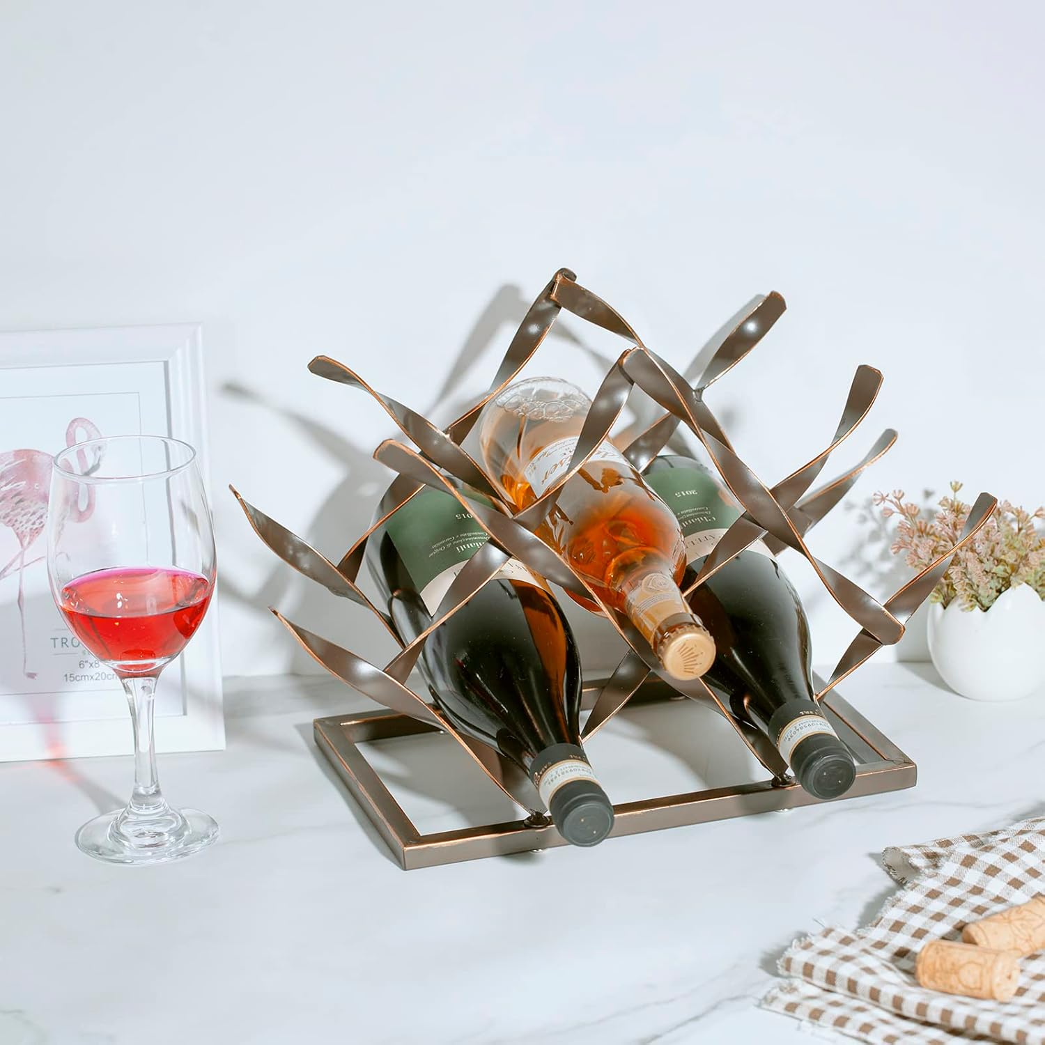 TOOARTS Free Standing Wine Rack 7 Bottles