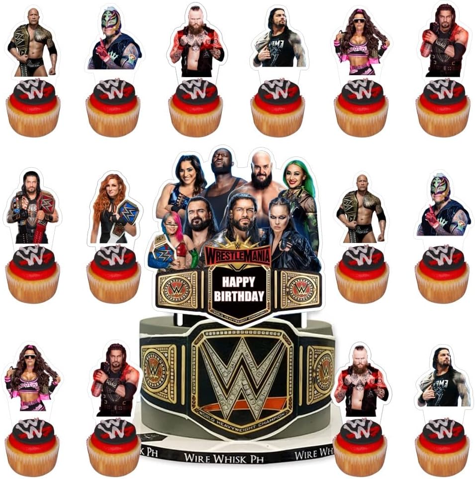 ARHAVI 25 Pcs Wrestling Cake Topper Set