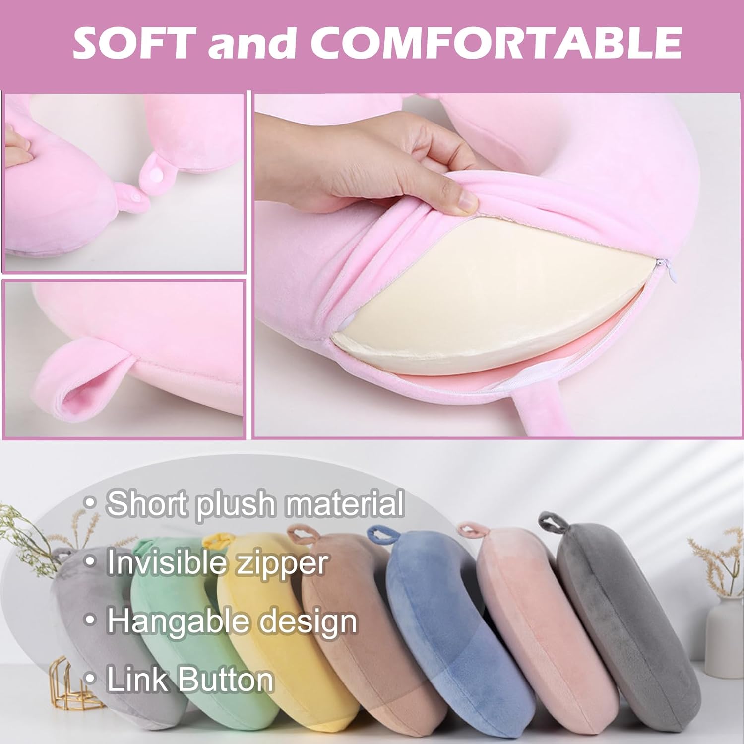 FEIYAUMI Travel Neck Pillow Cover - Zipper Design Soft Breathable