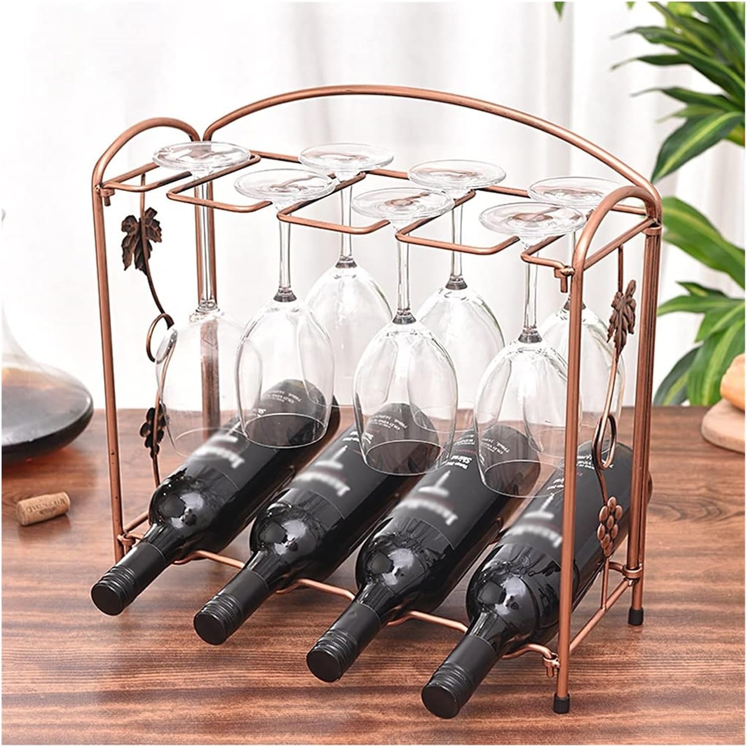 Freestanding Wine Rack with Glasses Holder for Home and Bar