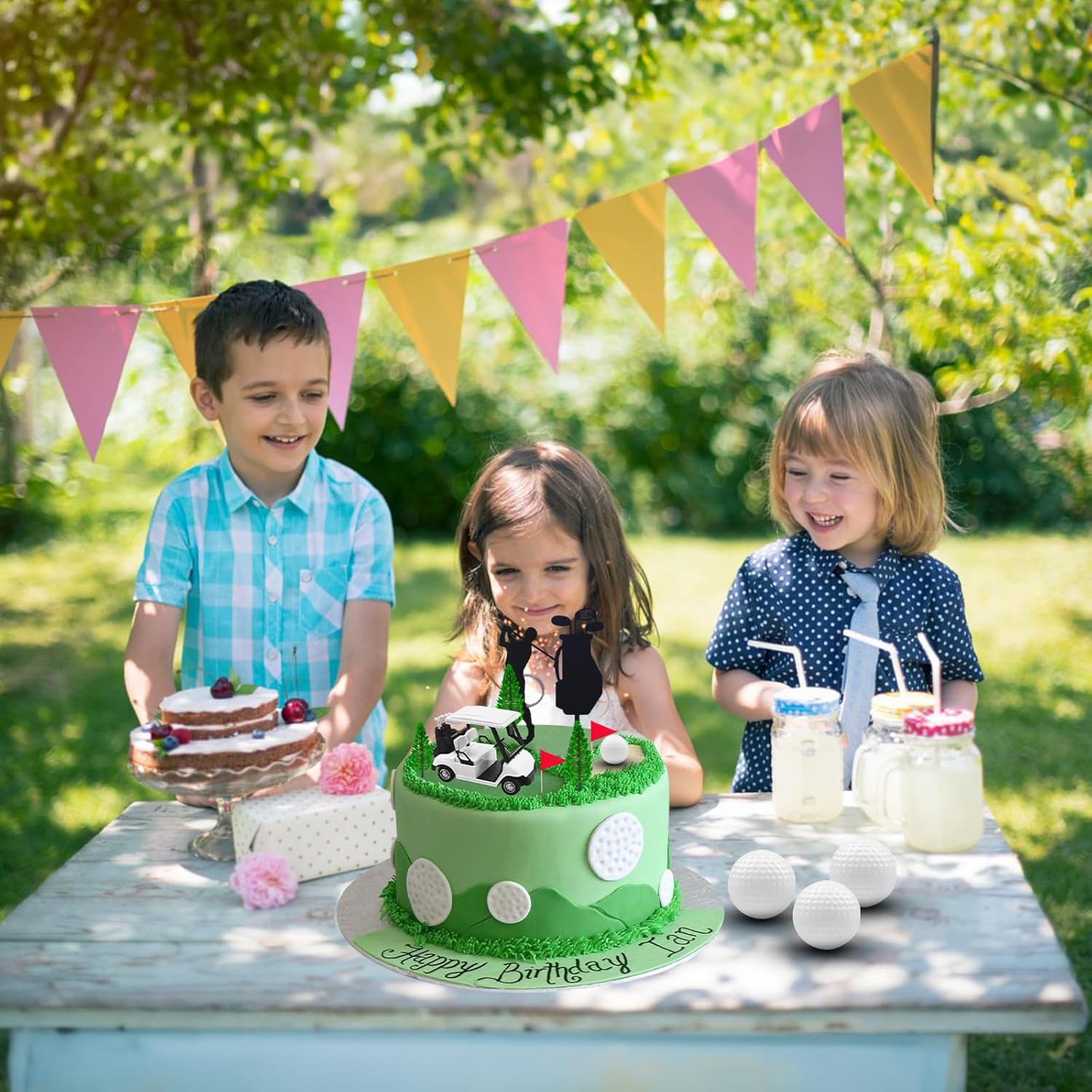 MEMOVAN Golf Theme Cake Toppers with Cart Flag