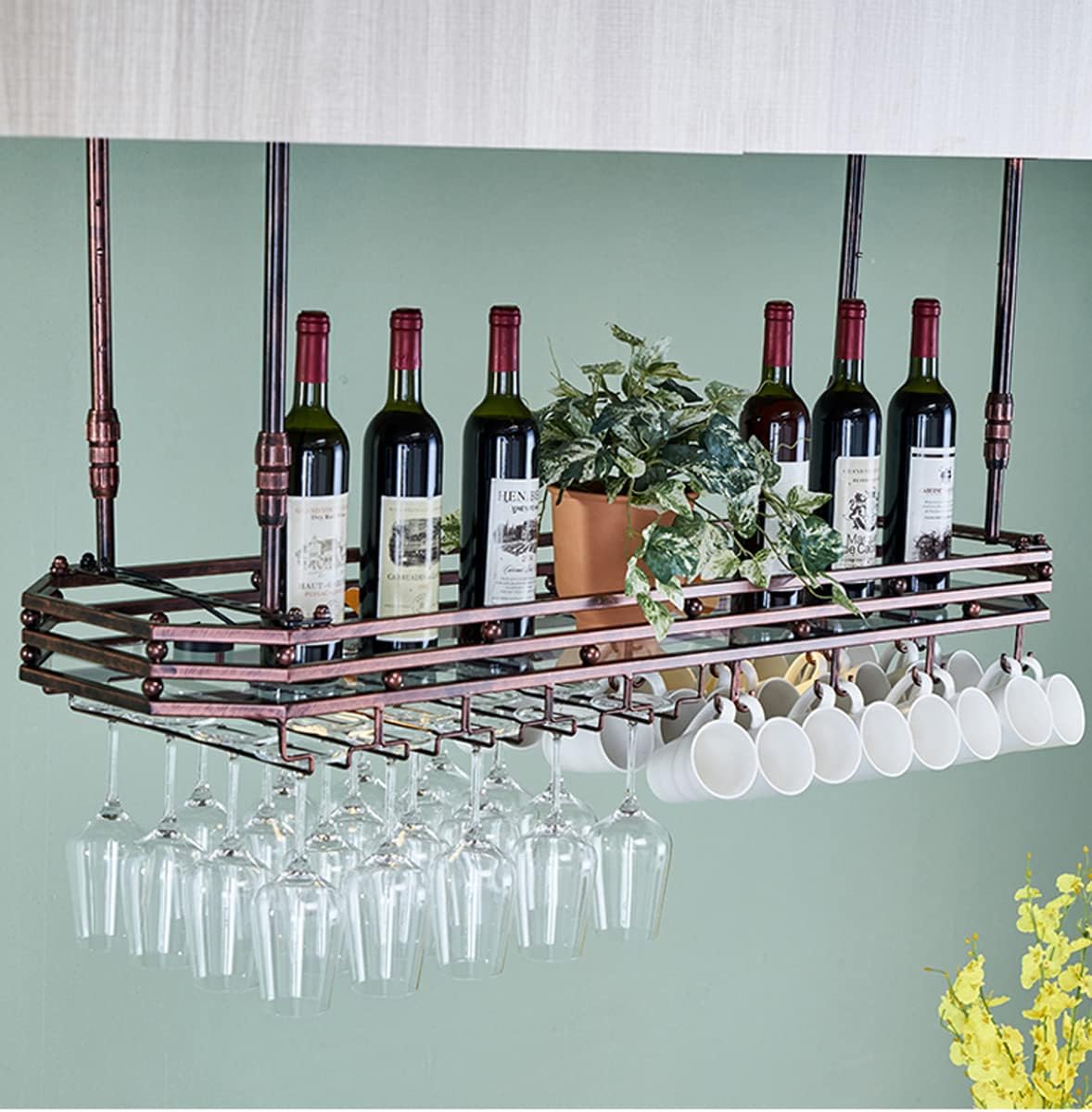 DASHADAO Ceiling Wine Glass Rack Bronze Adjustable 80x35cm