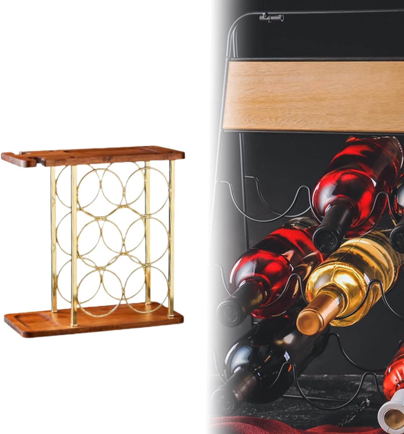 JISADER Freestanding Wine Rack with Wooden Base
