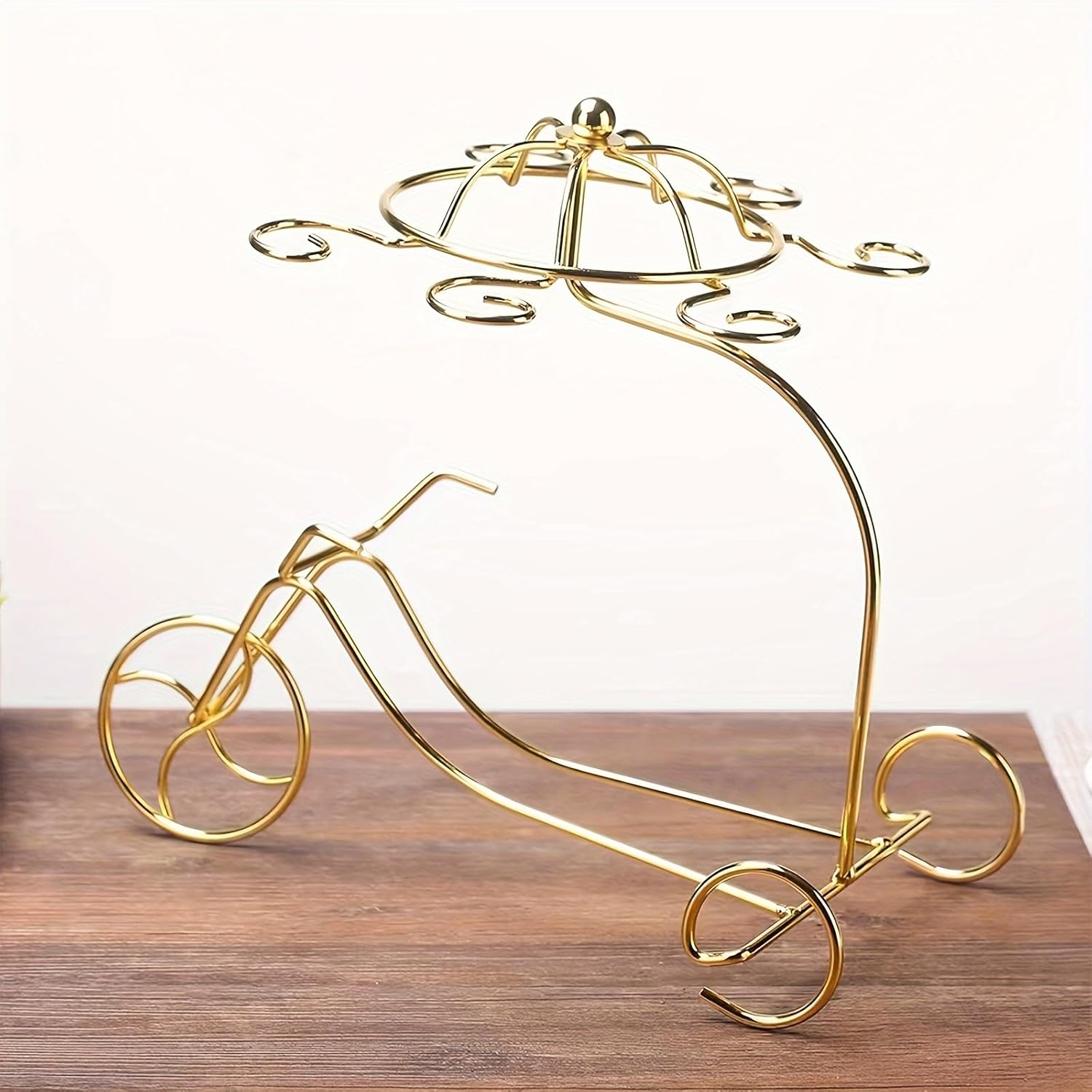 Golden Metal Wine Rack with Bicycle Design 1