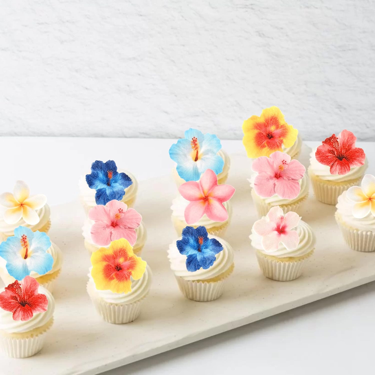 ZHUOWEISM 56 PCS Edible Flowers Cupcake Toppers