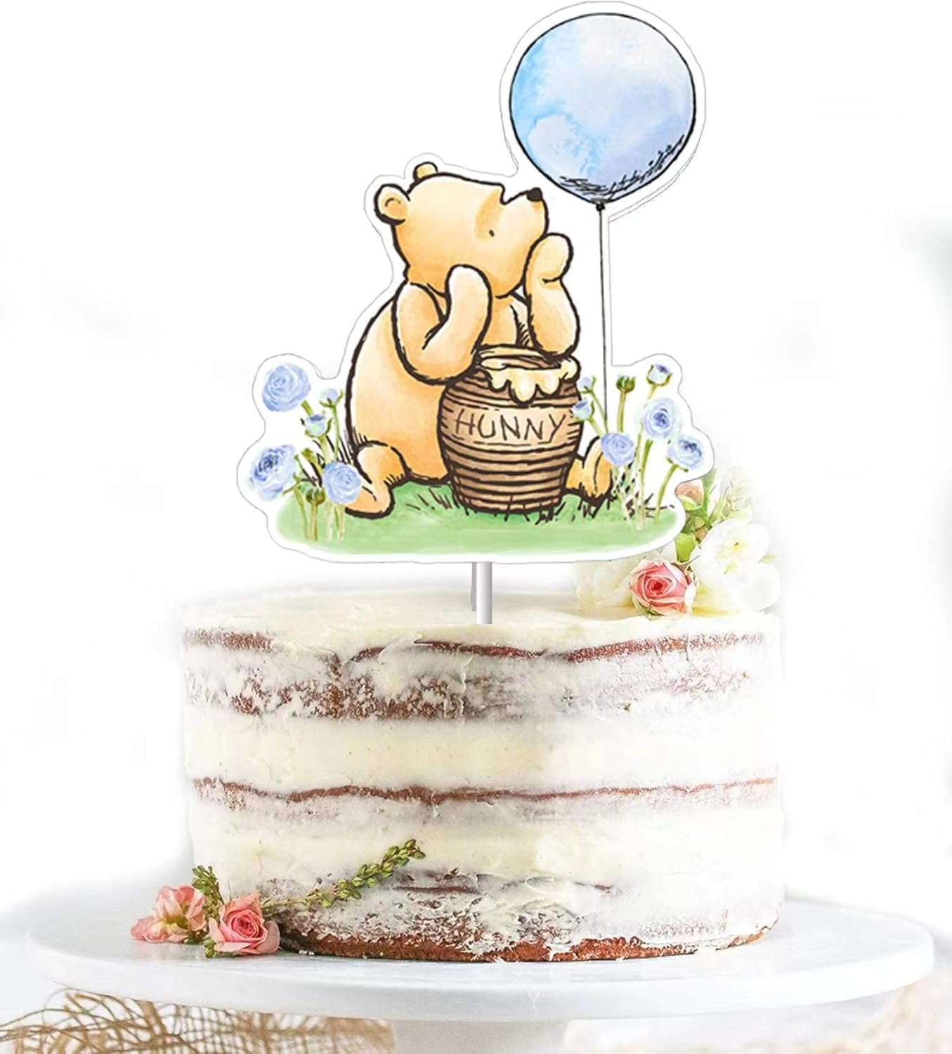 Classic Winnie Bear Cake Topper - Blue Bear Party Decoration