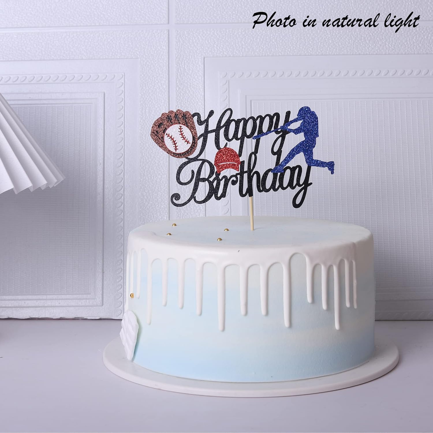 ZHUOWEISM 1PCS Glitter Baseball Cake Topper for Birthday Parties