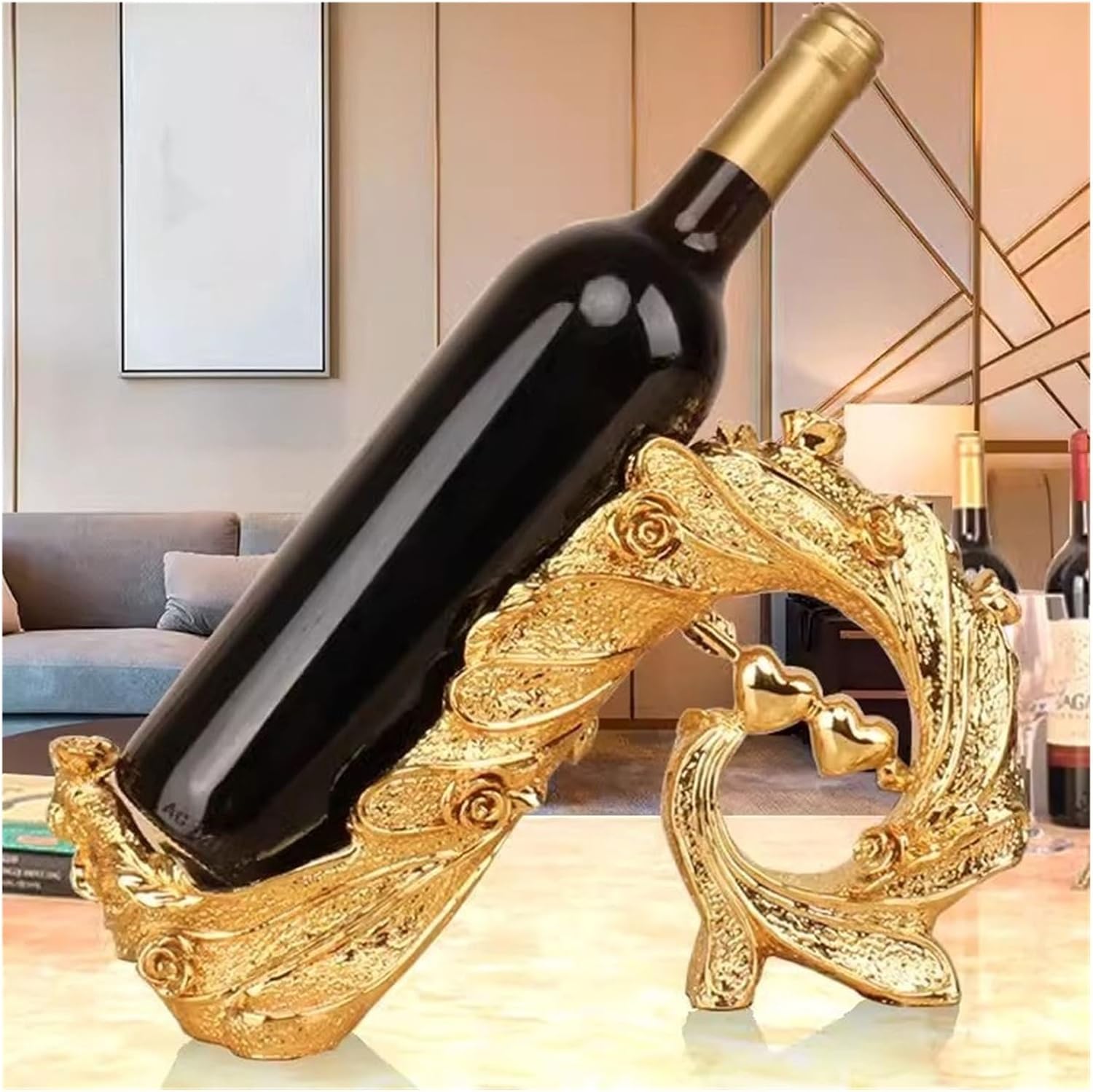 SONGCHAO Gold Peacock Wine Bottle Holder