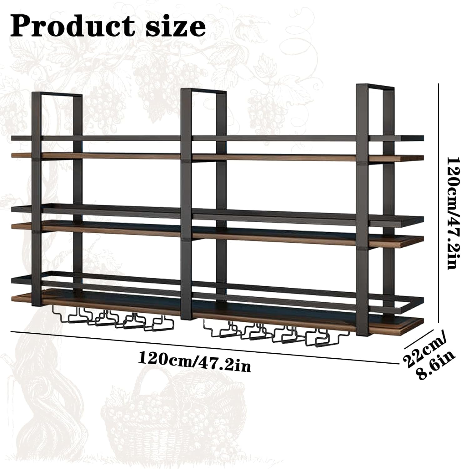 Takpylia Wall Mounted Wine Rack with LED Light Black 472in