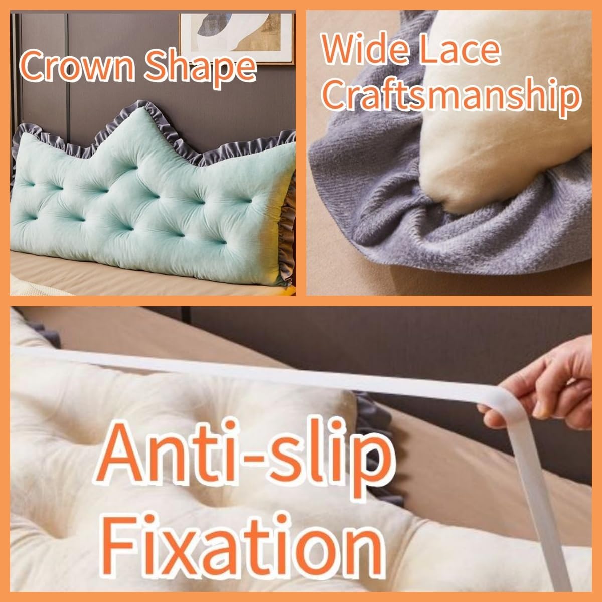 Plush Crown Shape Headboard Pillow Wedge for Bed