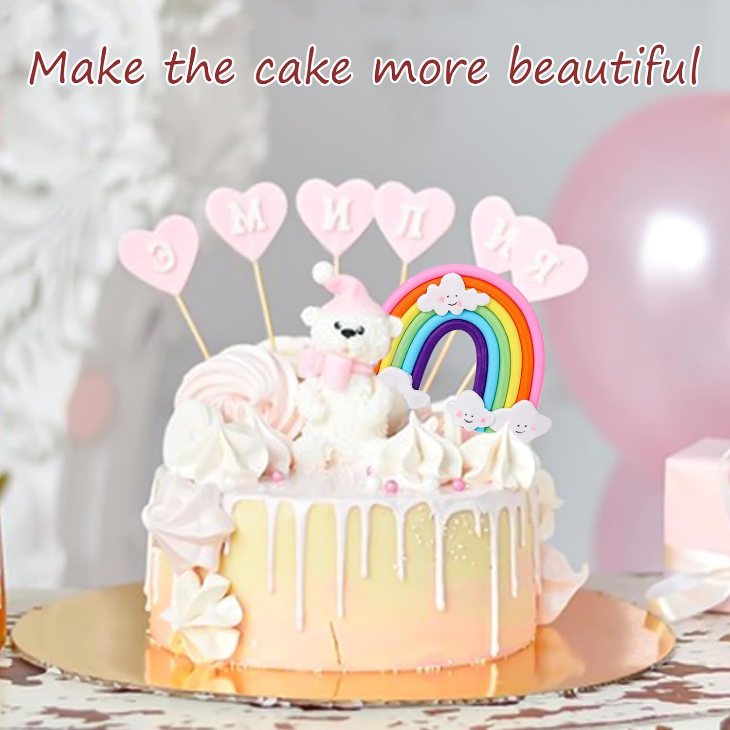 Mozeat Lens Soft Pottery Rainbow Cake Topper