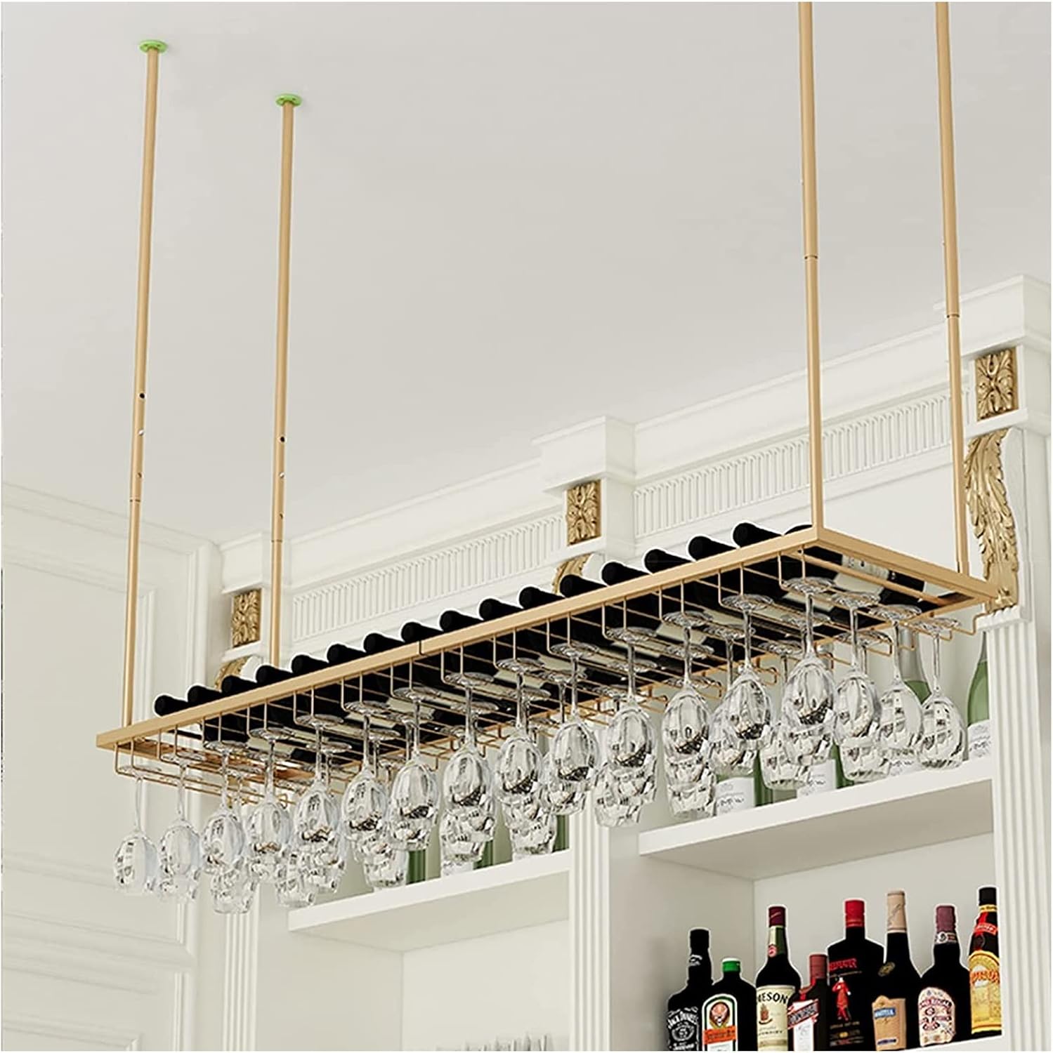 ALDEPO Wall-Mounted Wine Rack Gold 60x25cm