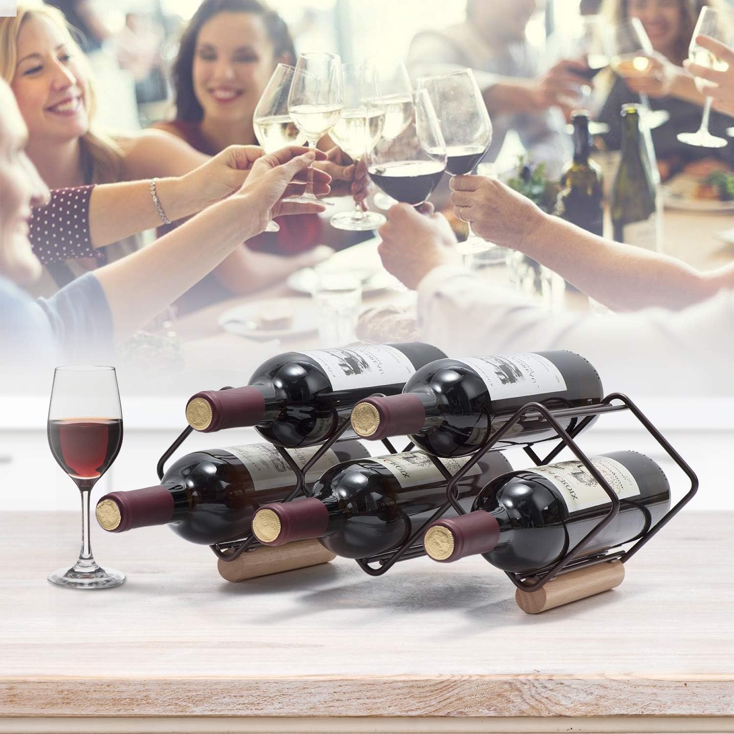 KINGRACK Freestanding Metal Wine Rack for 5 Bottles