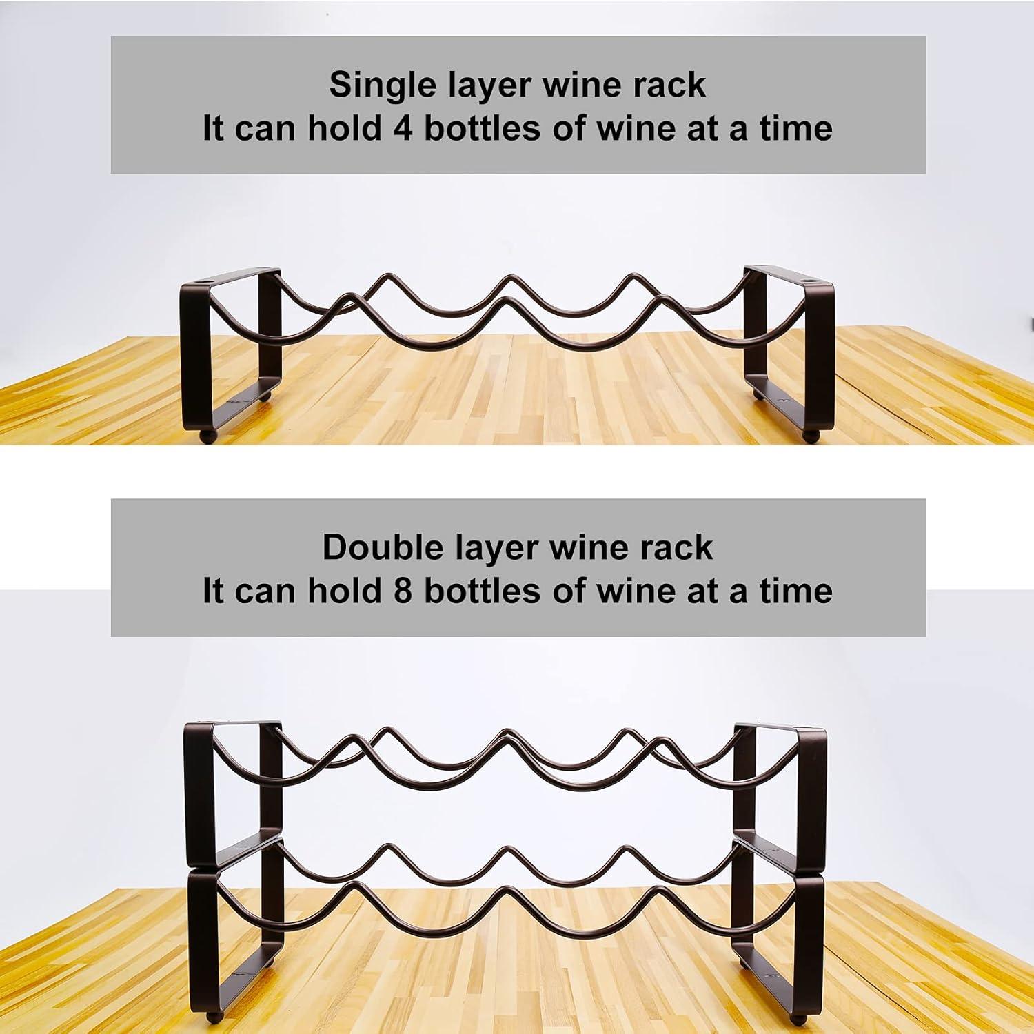 OBloved Metal 2 Tier Wine Rack - 8 Bottle Storage