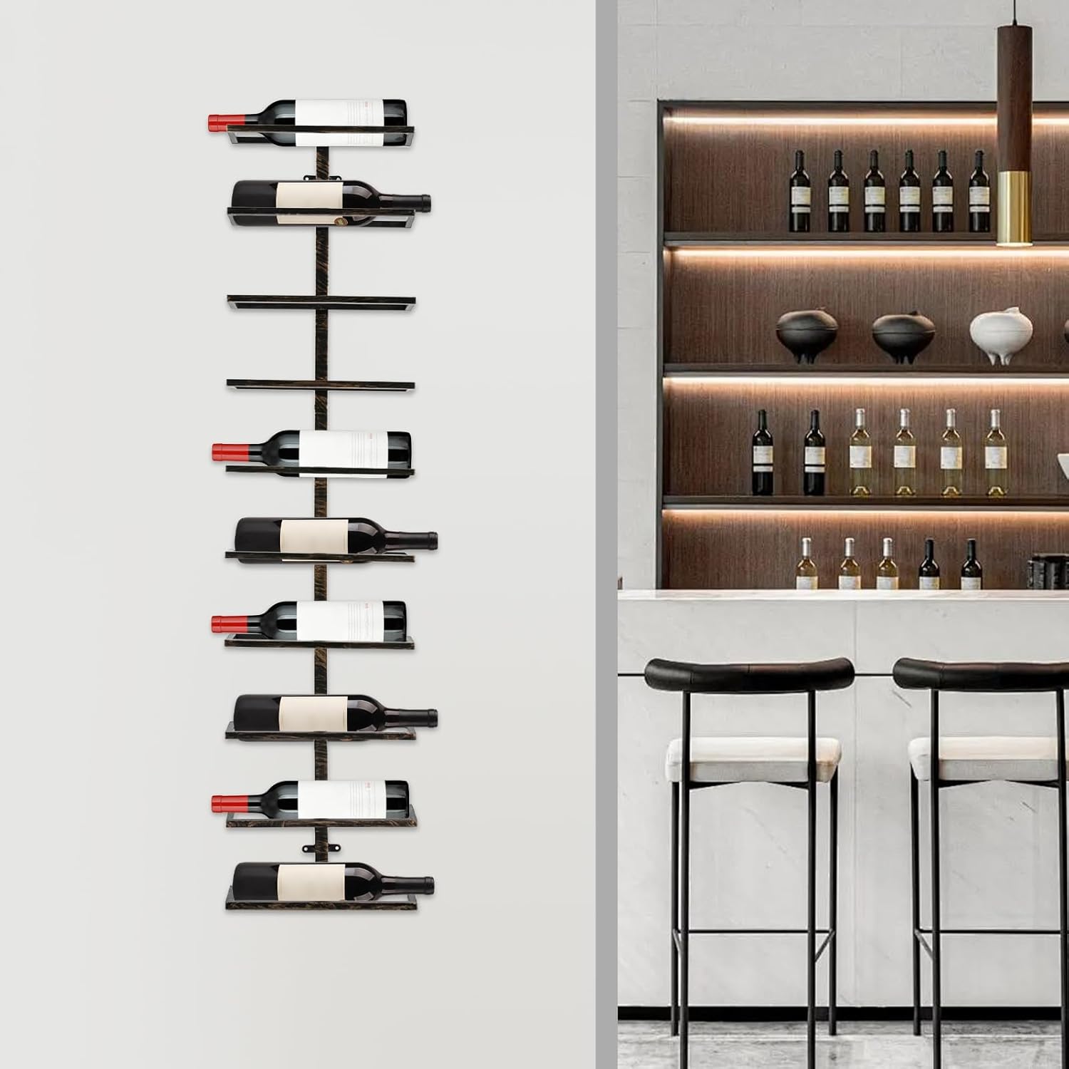 Kangten Vertical Wall Wine Rack 10-Bottle Bronze Holder