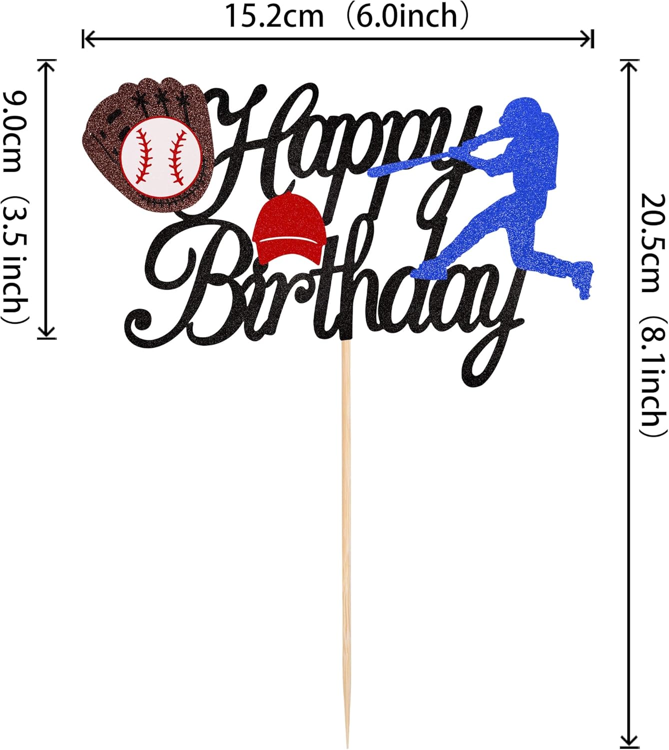 ZHUOWEISM 1PCS Glitter Baseball Cake Topper for Birthday Parties