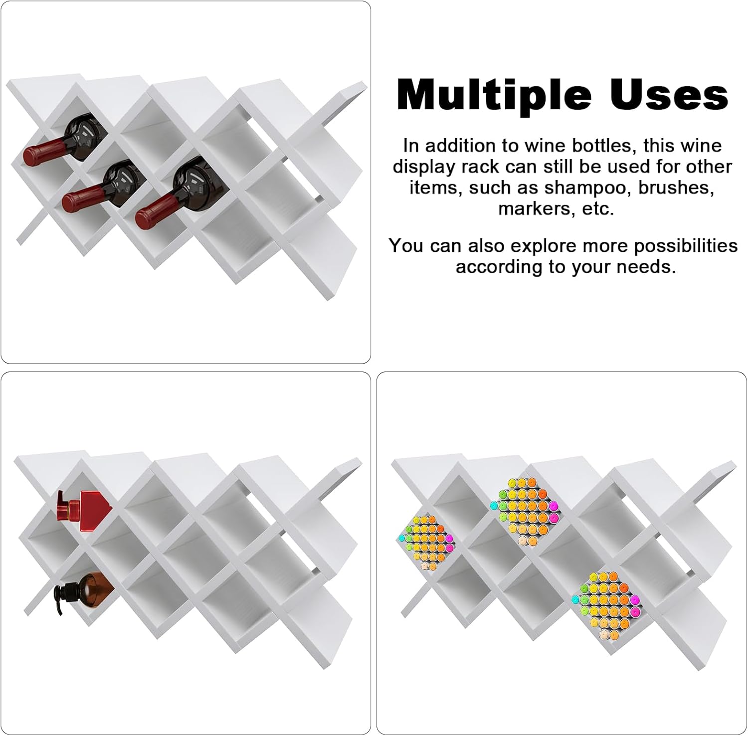Wall-Mounted Wine Rack with 10 Compartments White
