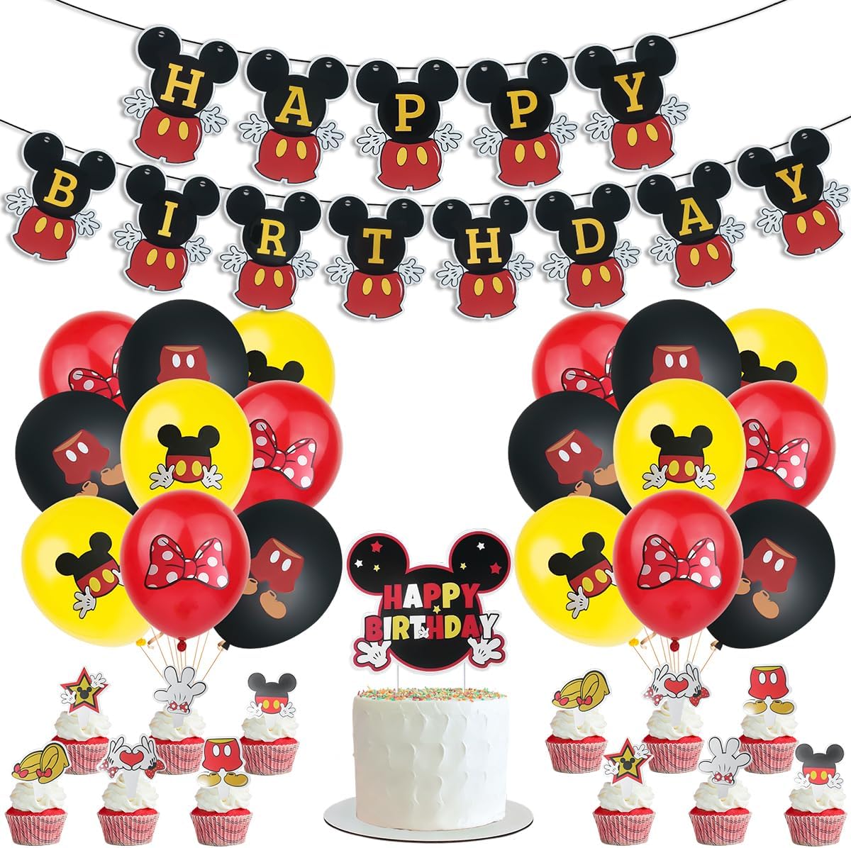 OUSHISS Cartoon Mouse Birthday Decor Set 1