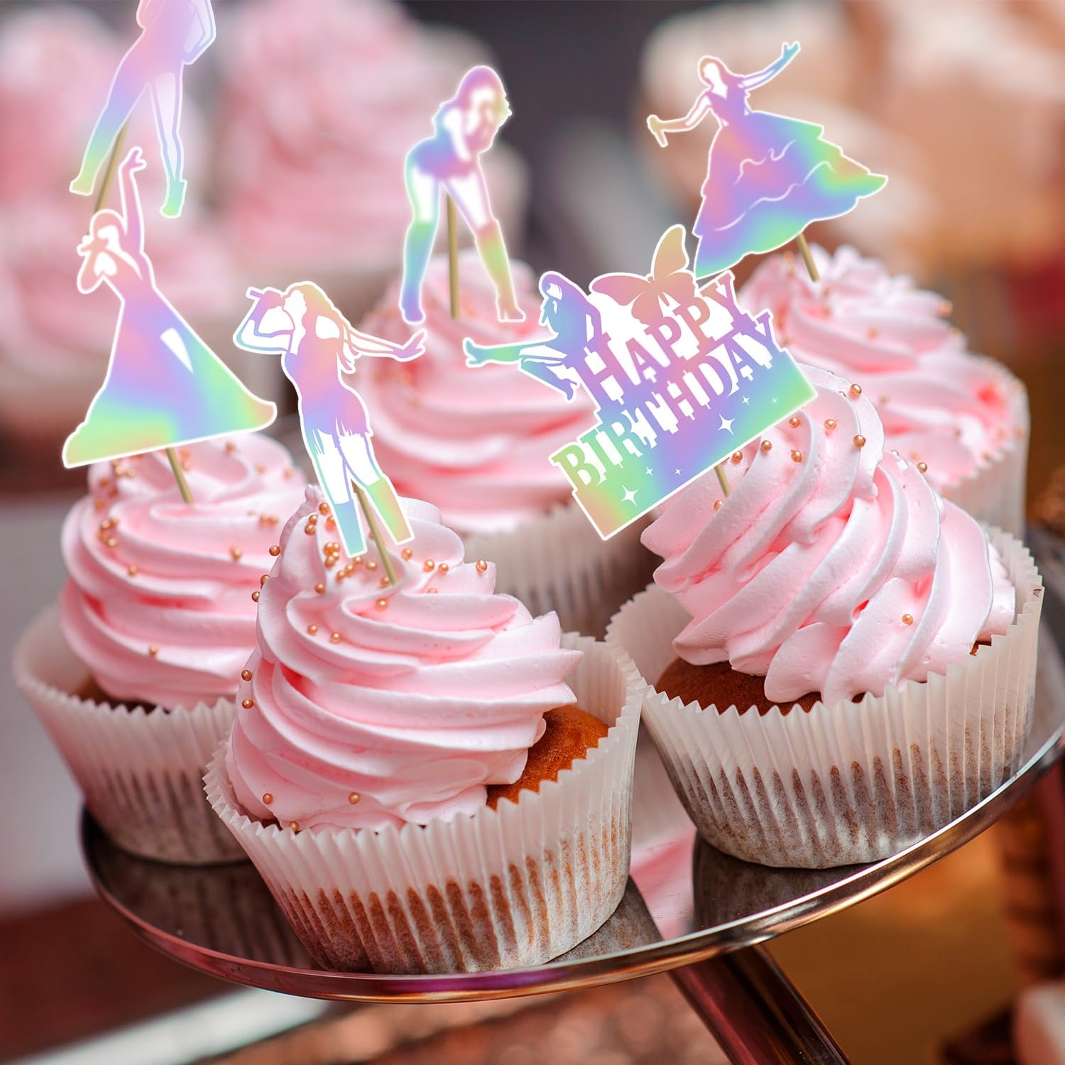 24 Pcs Super Star Music Themed Cupcake Toppers for Birthday Parties