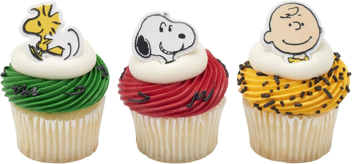 DecoPac Peanuts Characters Cupcake Rings - 24 Pack