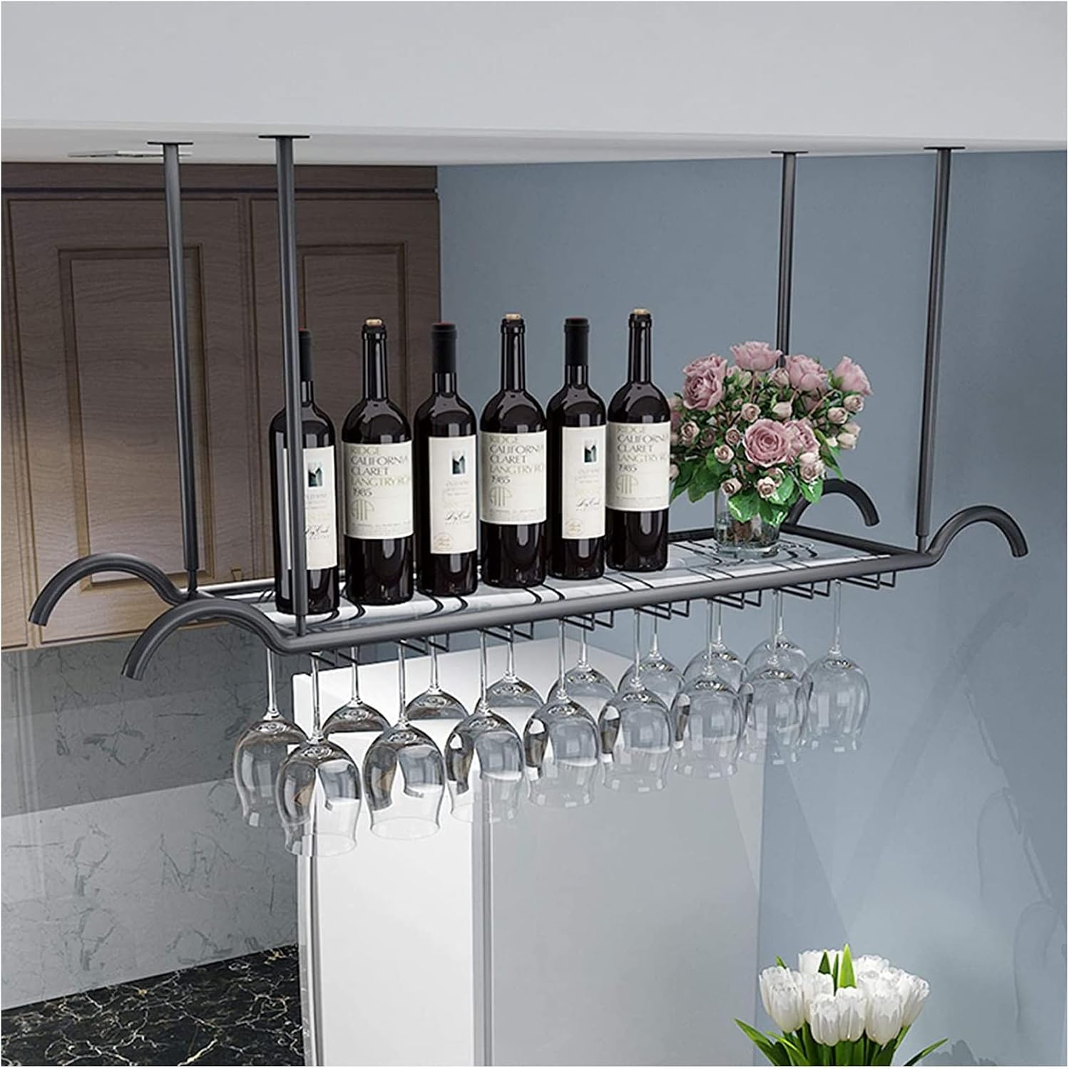 ALDEPO Wall Mounted Wine Glass Rack Dolphin Waves Style 120cm
