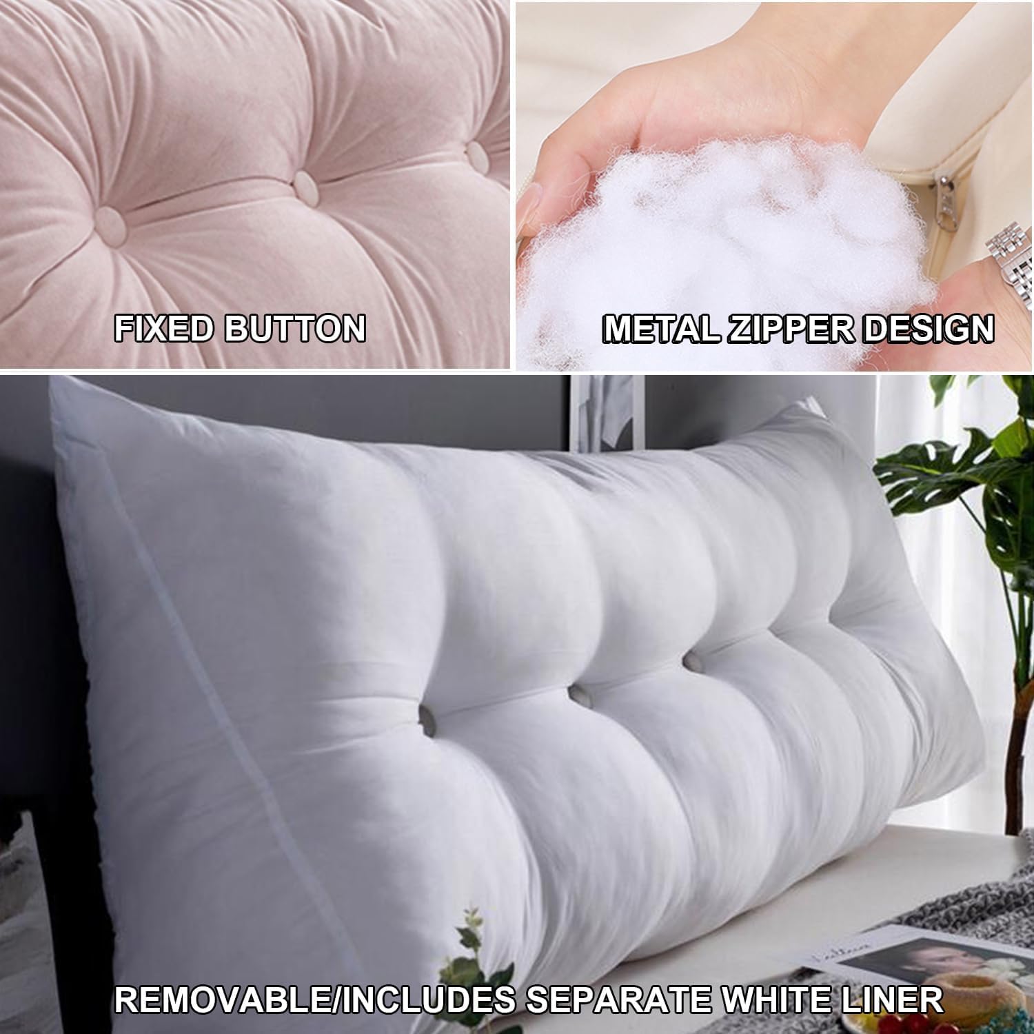 COZMAX Tufted Button Headboard Pillow - Pink Single Size