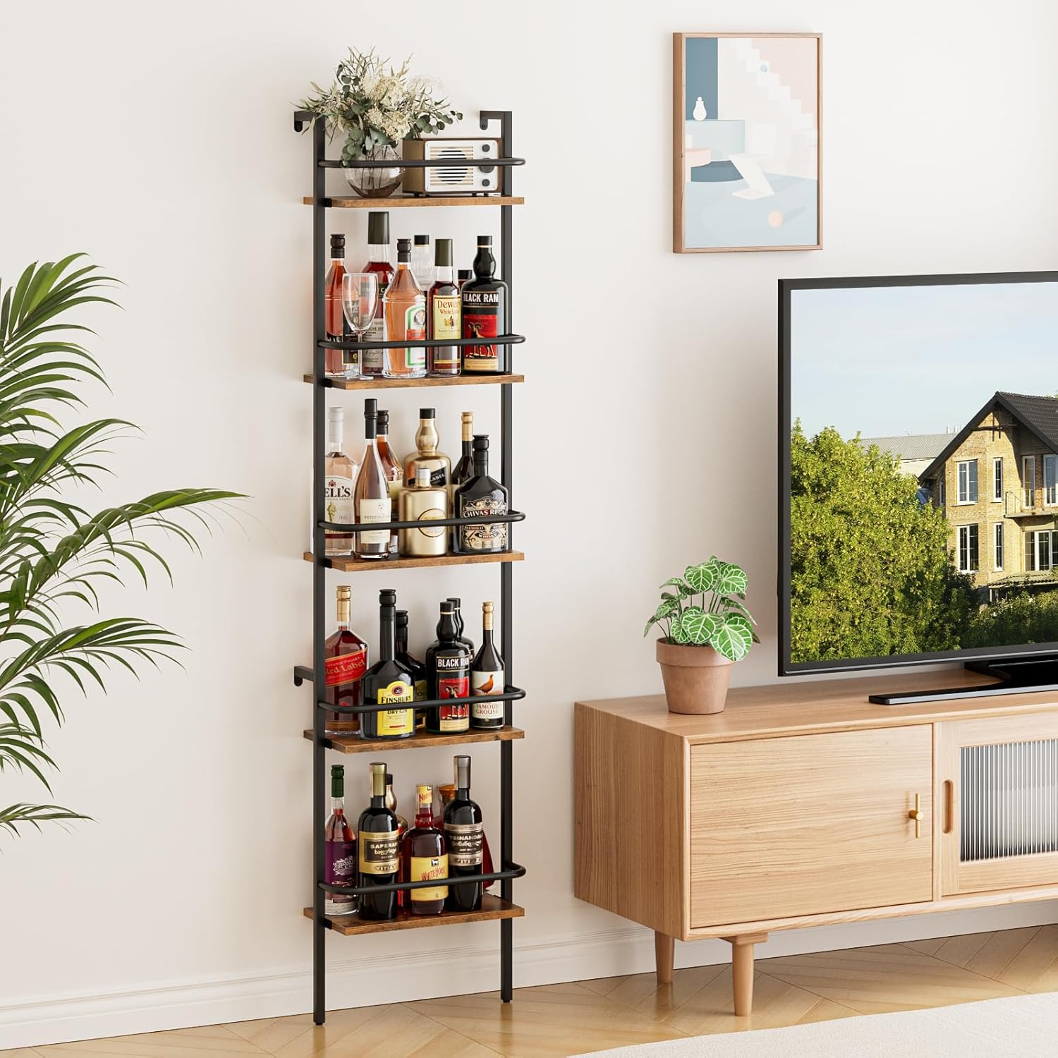 Heakrit 5-Tier Wall-Mounted Wine Rack with Fences