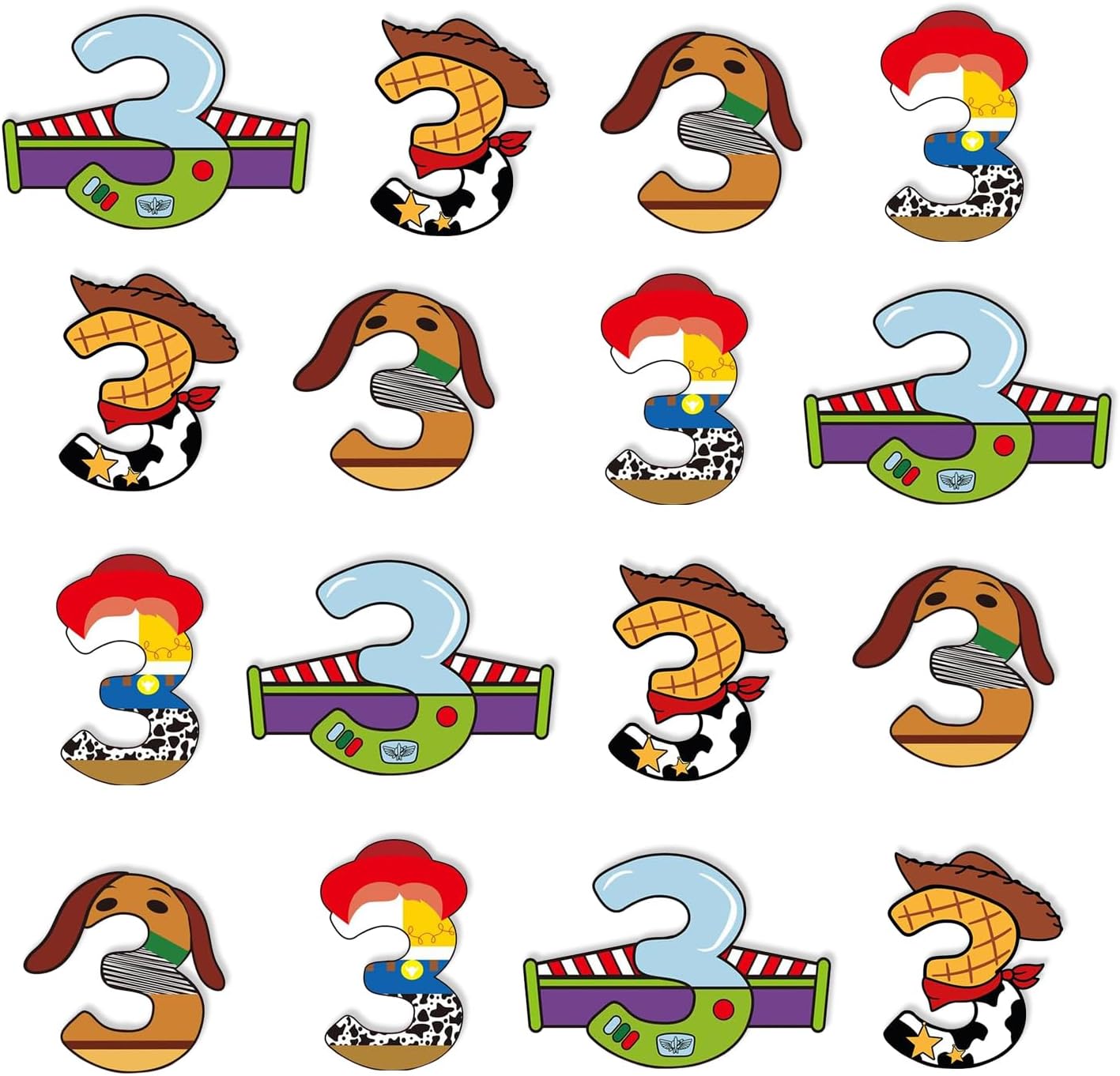 United-Unicorns 40 PCS 3rd Birthday Cupcake Toppers