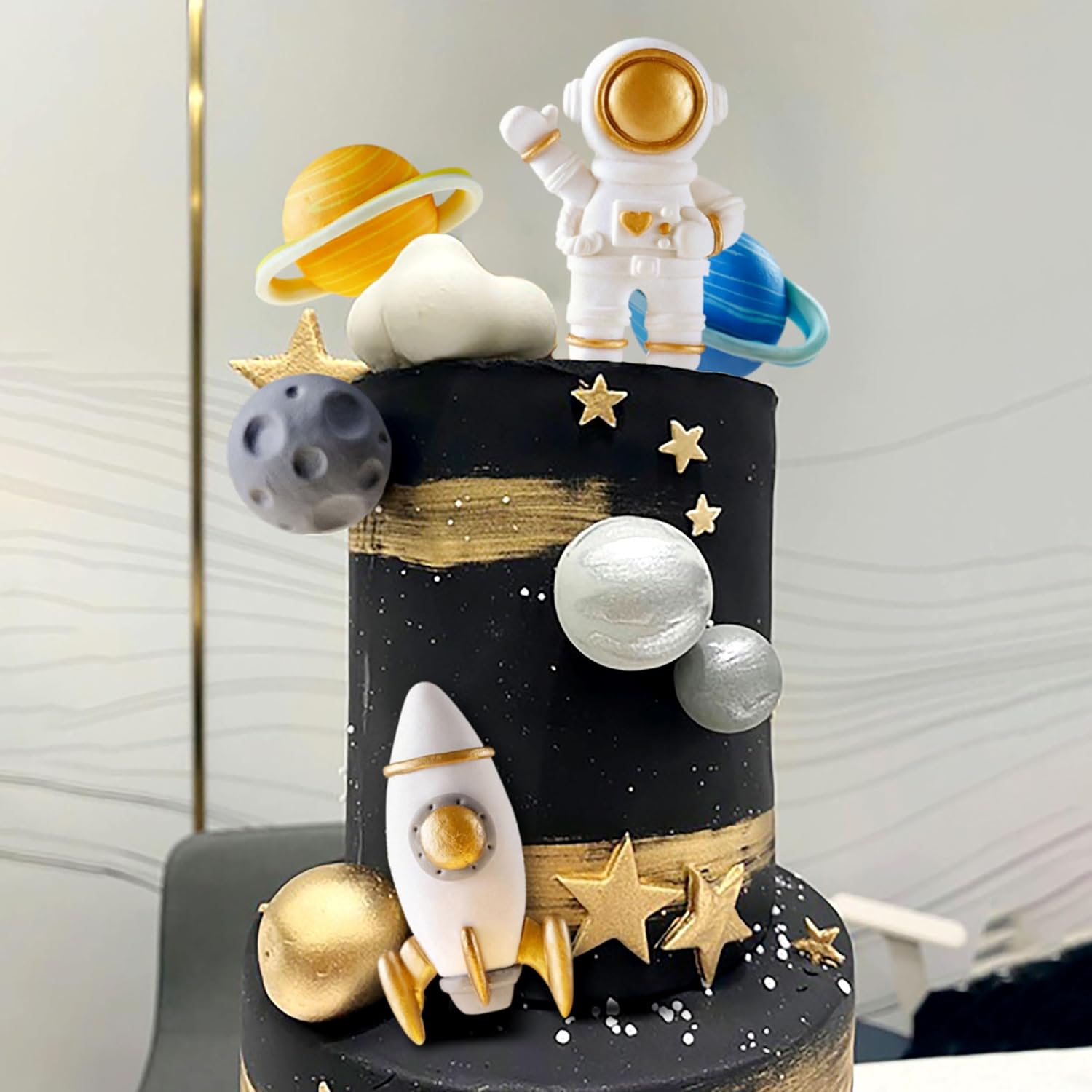 Space Cake Toppers with Astronaut Rocket Planets