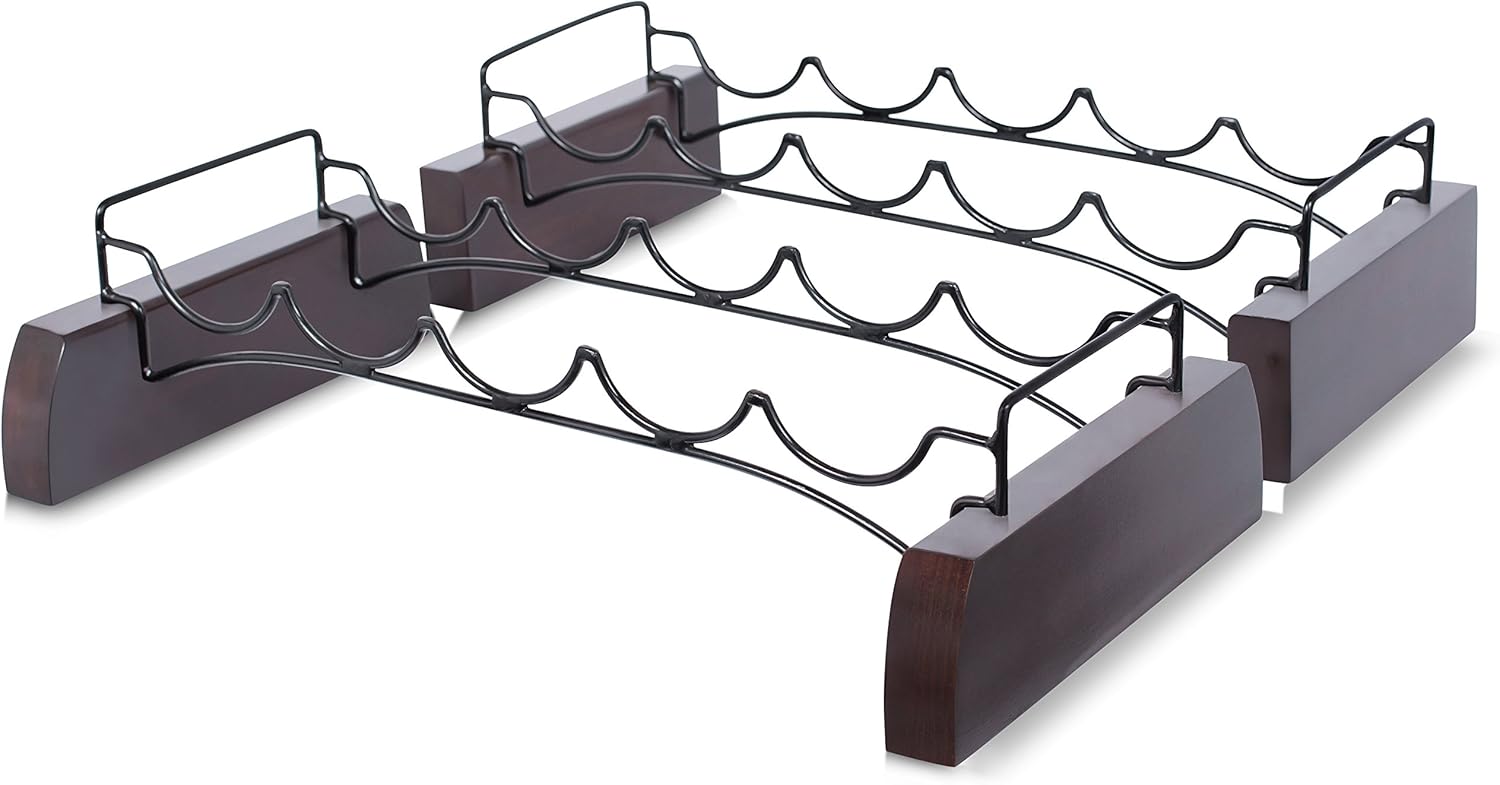 BIRDROCK HOME Stackable Wine Rack Set of 2 Espresso