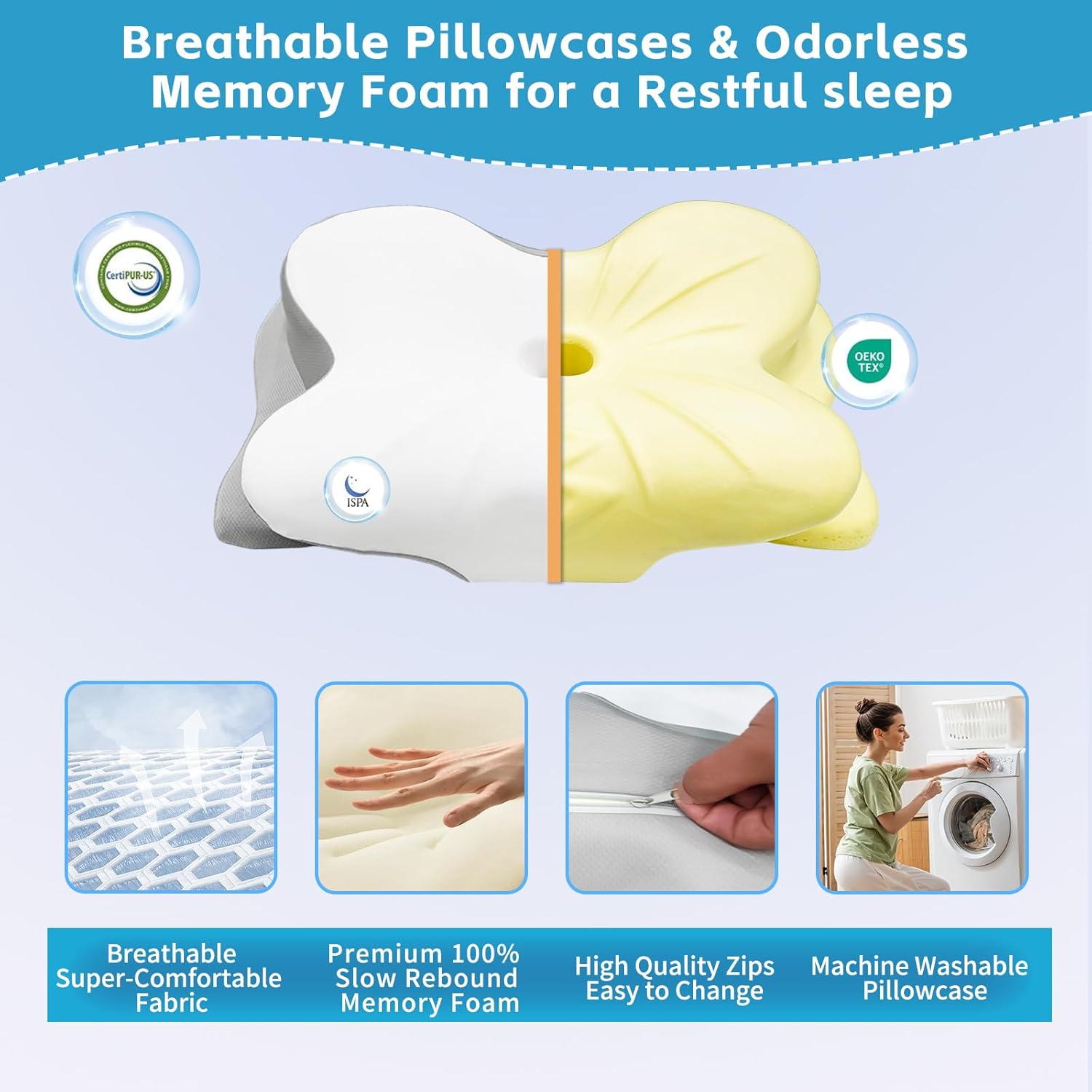 Zedaotc Cervical Neck Pillow for Pain Relief and Sleep Support