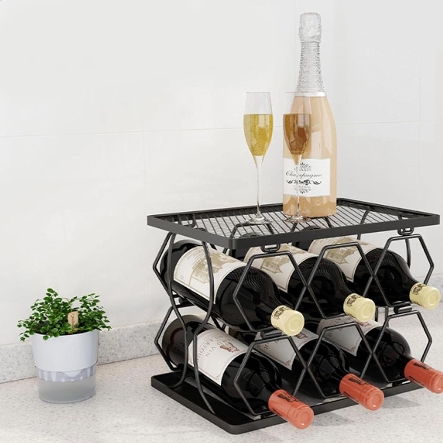 Modern Foldable Wine Rack for 6 Bottles