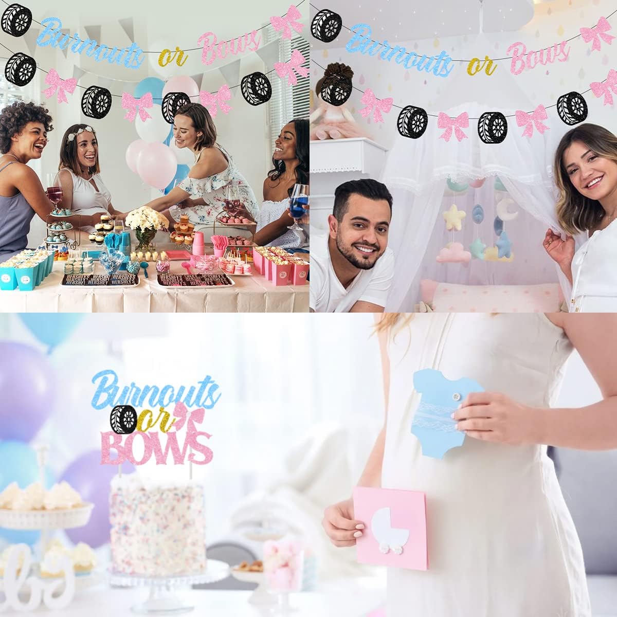 Balterever Gender Reveal Decorations Blue Pink Bunting Banner Kit