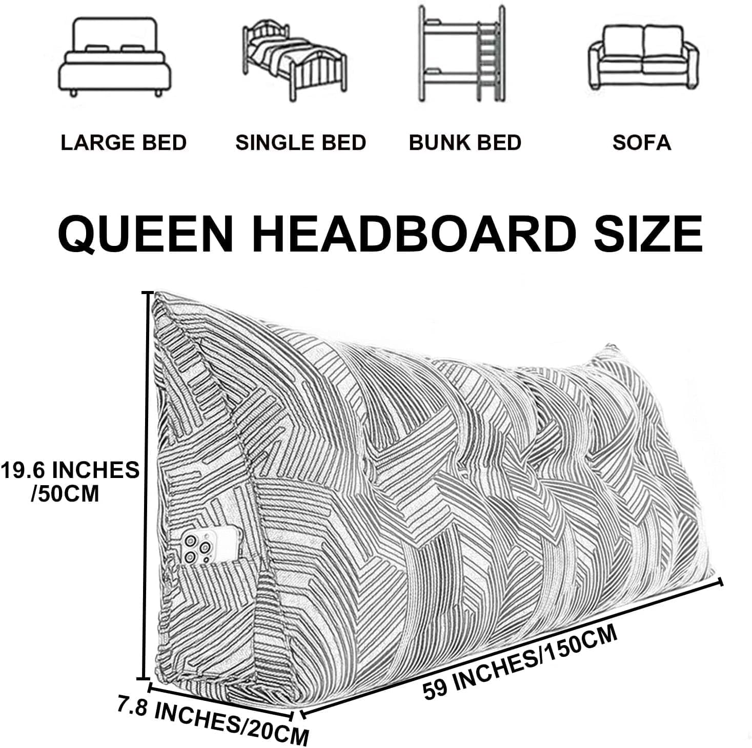 COZMAX Wedge Headboard Pillow Queen Size Brown