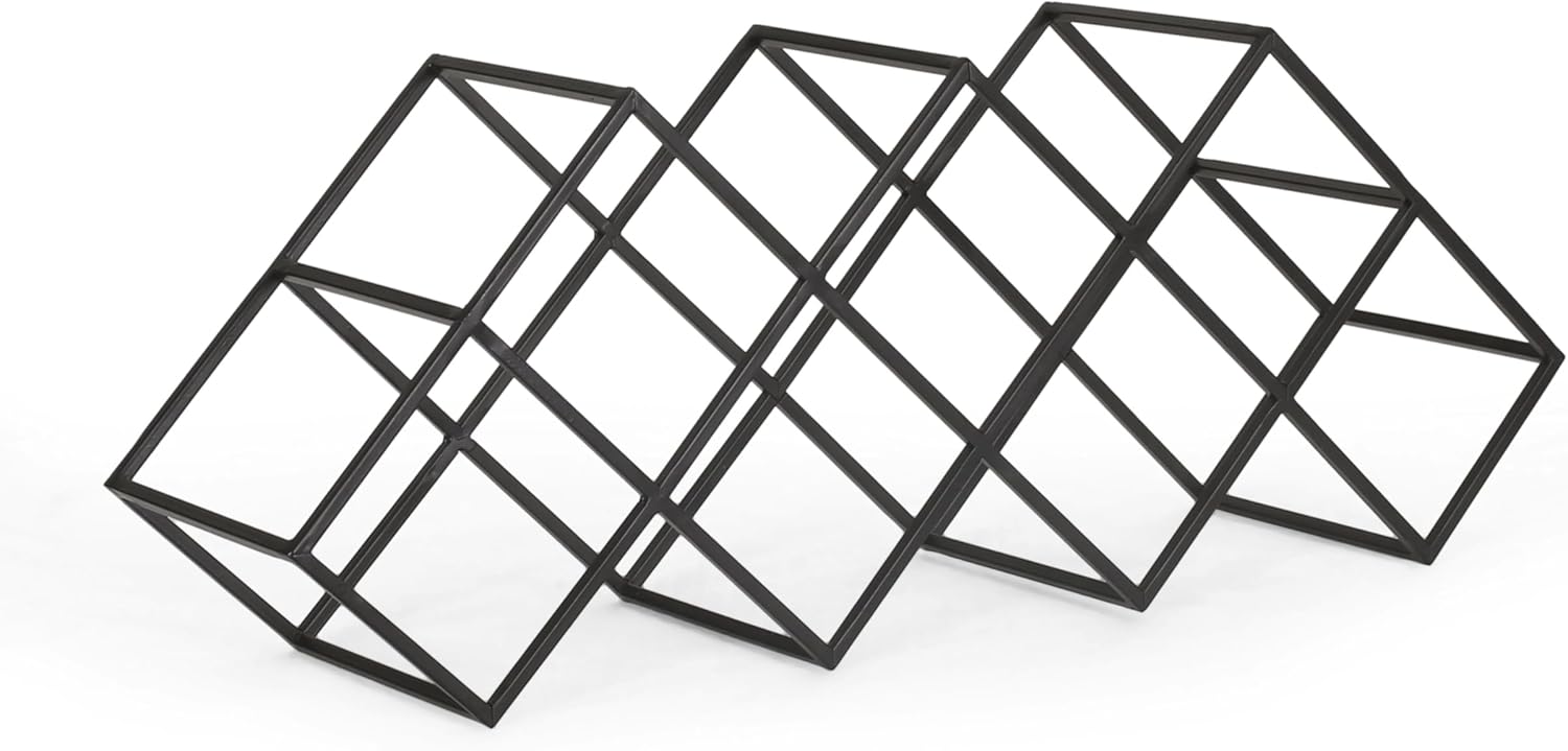 Benjara Wine Rack with Diamond Slots 24-Inch Matte Black