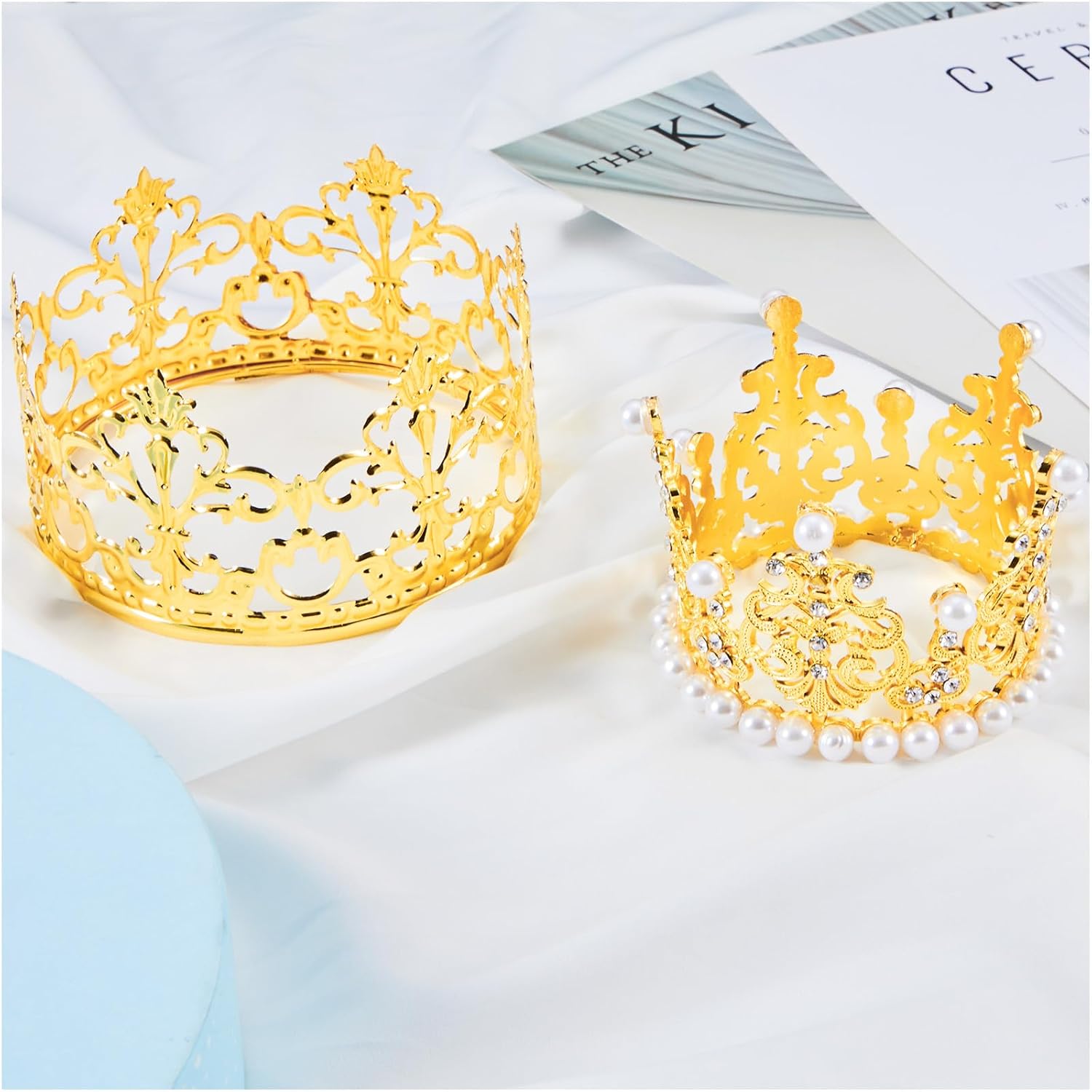 Jetec 4 Pcs Small Crown Cake Topper Gold Classic