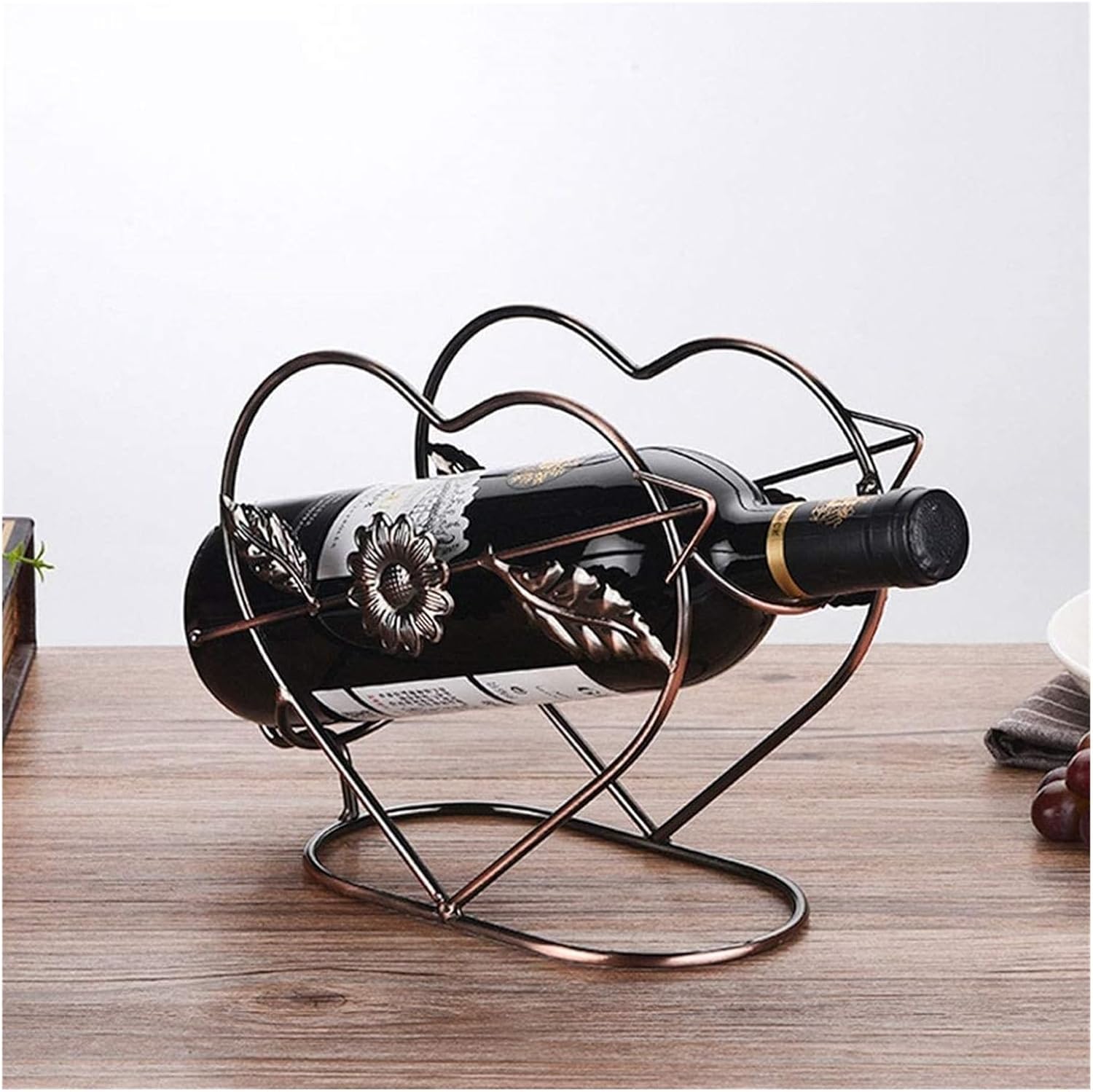 Freestanding Wine Rack in Heart Shape with Bronze Finish