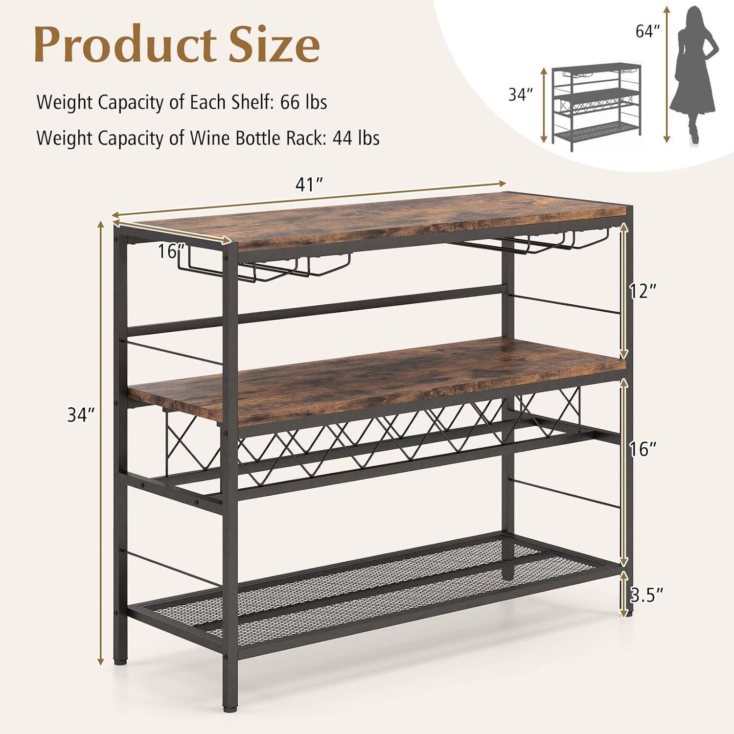 Giantex 4-Tier Wine Rack Table 7-Bottle Storage
