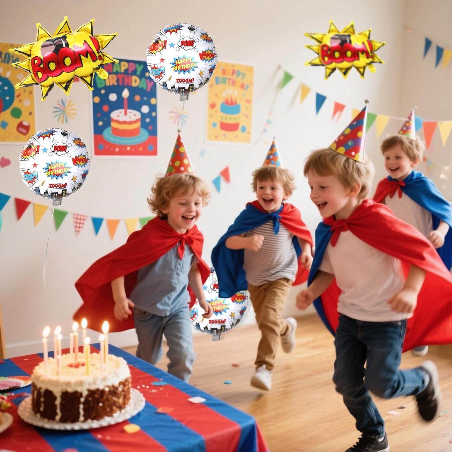 Lcoor 8Pcs Superhero Foil Balloons 18 Inches Birthday Decorations