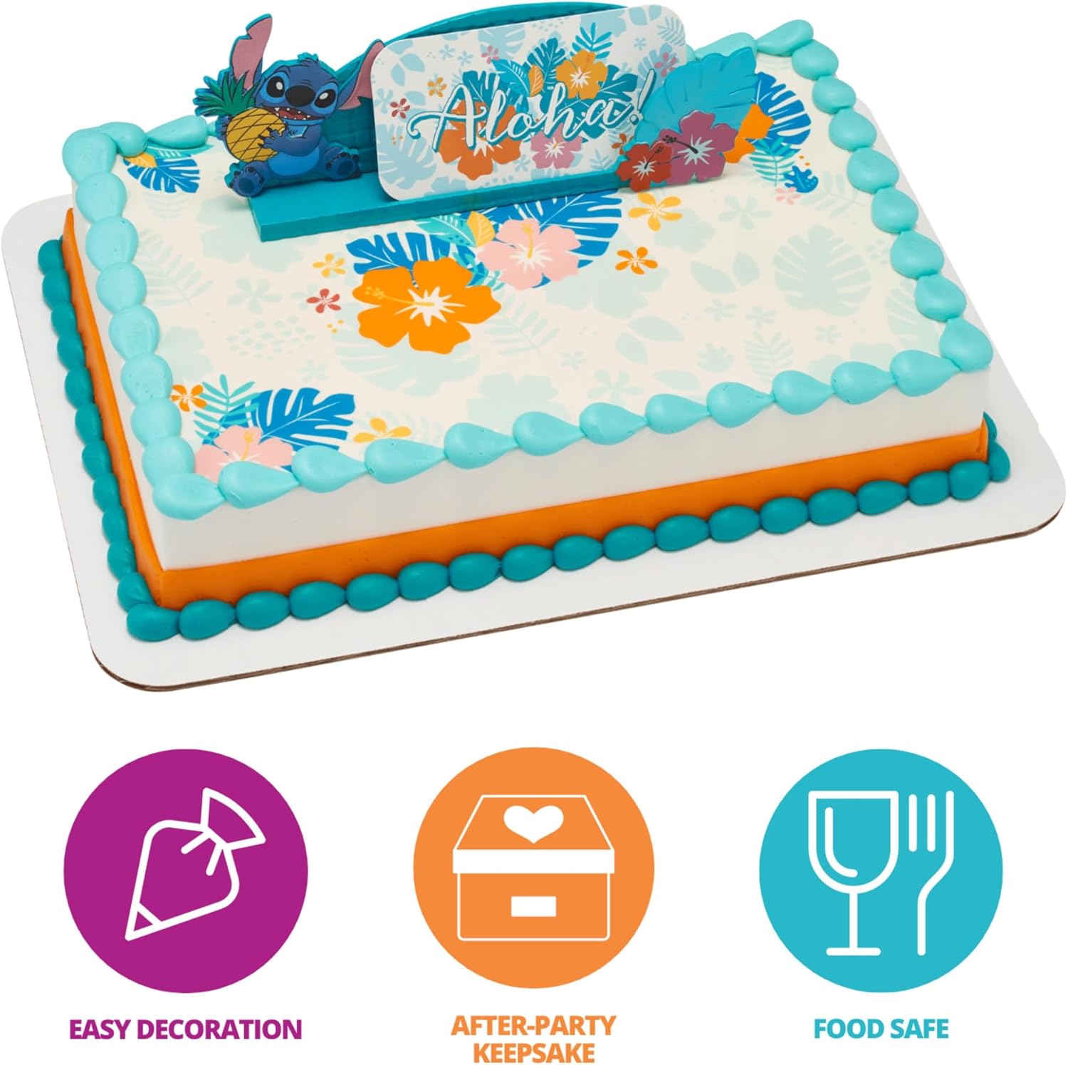 Disneys Stitch Aloha Cake Topper - Personalizable Decoration Set