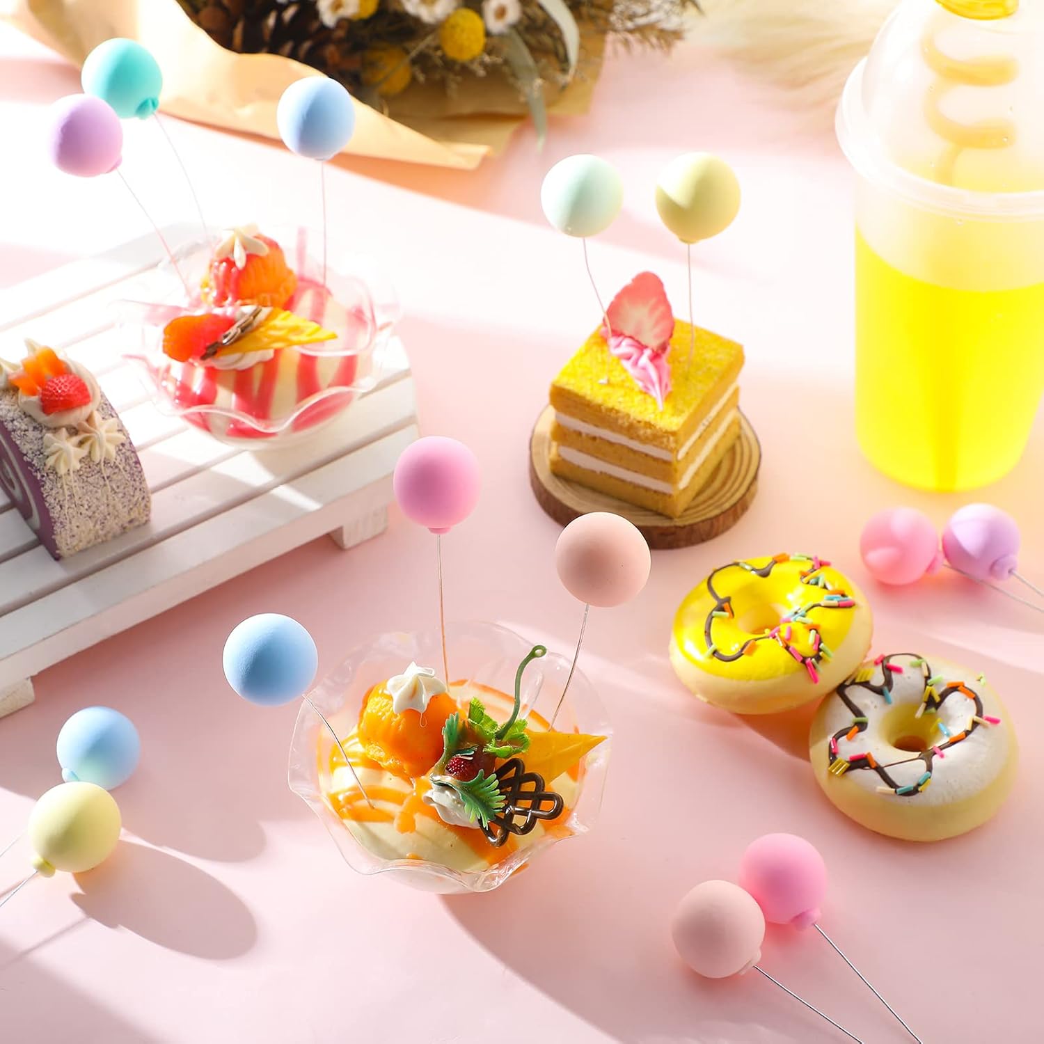 Sieral 40 Pcs Mini Balloon Cake Toppers Colorful