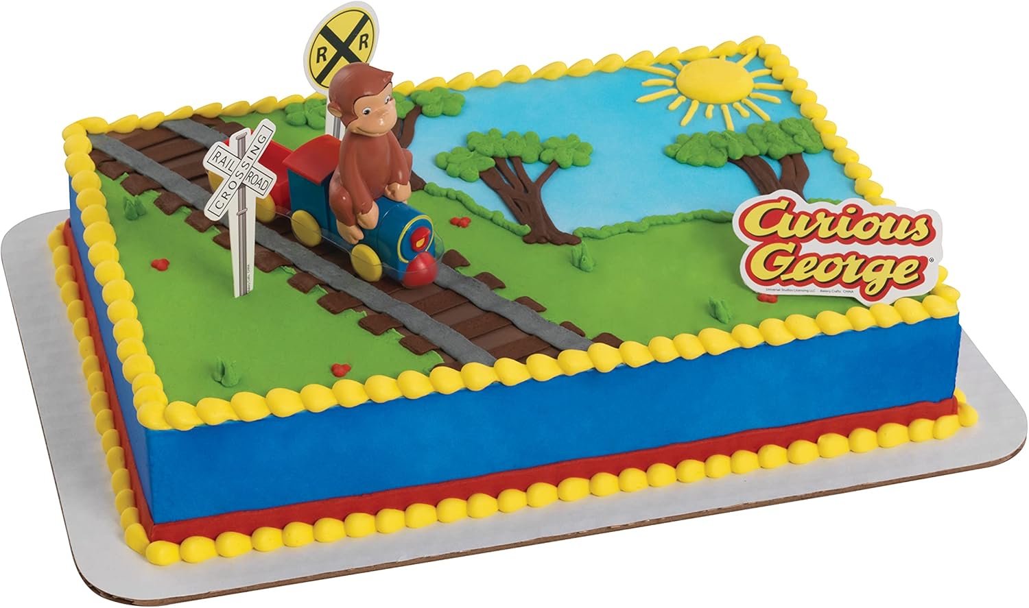 DecoSet Curious George Train Cake Topper 4-Piece Set