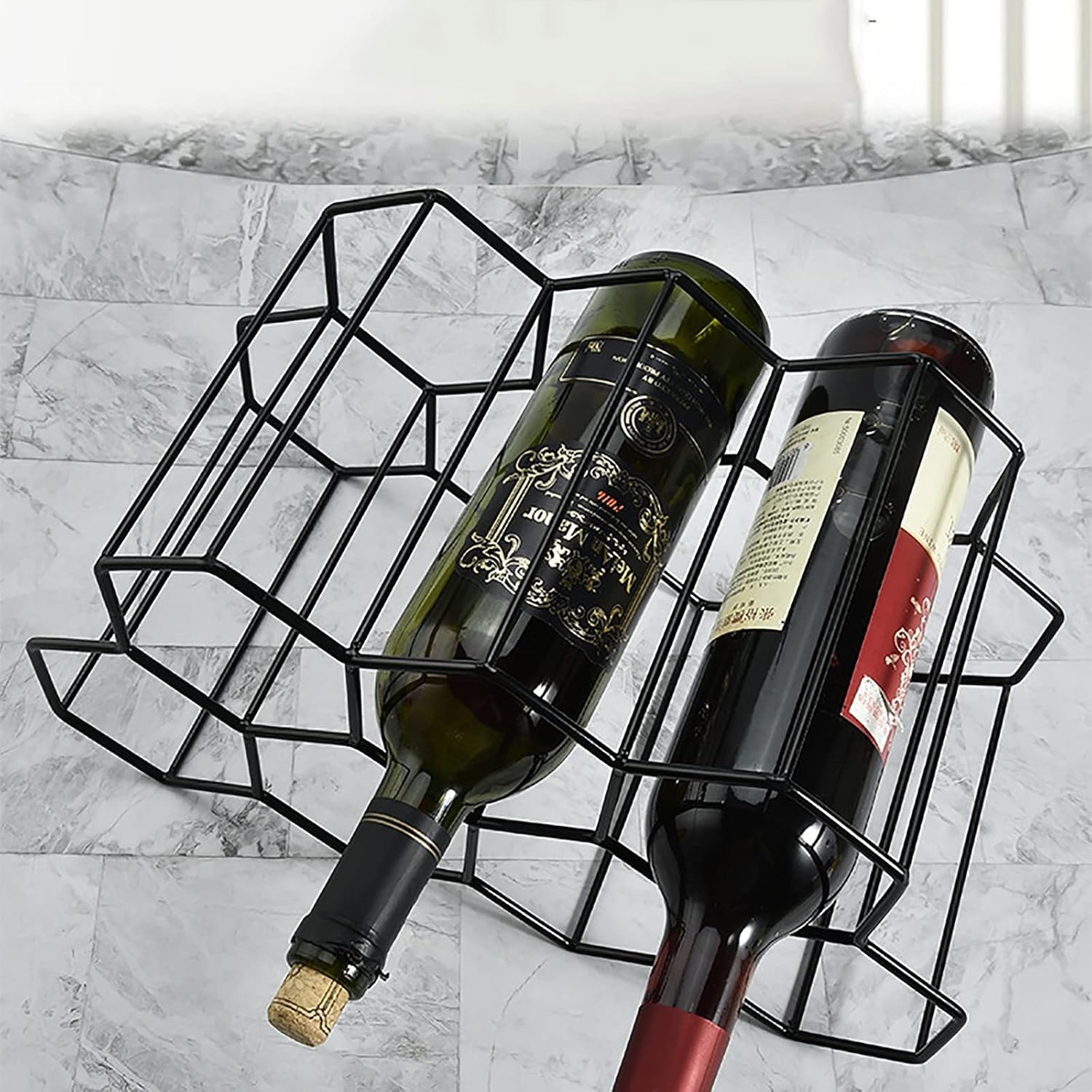 7 Bottle Freestanding Wine Rack Rose Gold No Assembly Required
